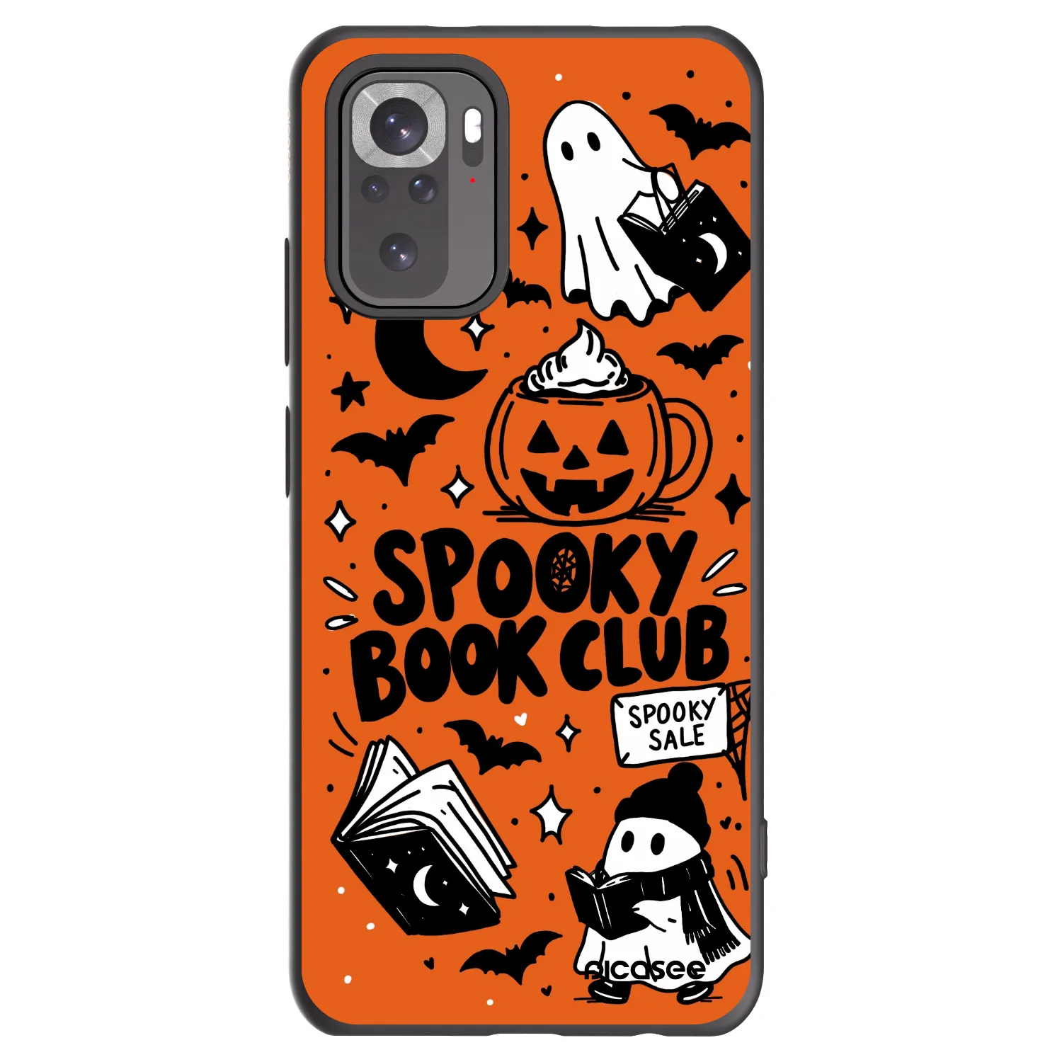 Picasee Μαύρη θήκη σιλικόνης για Xiaomi Redmi Note 10S - Spooky book club