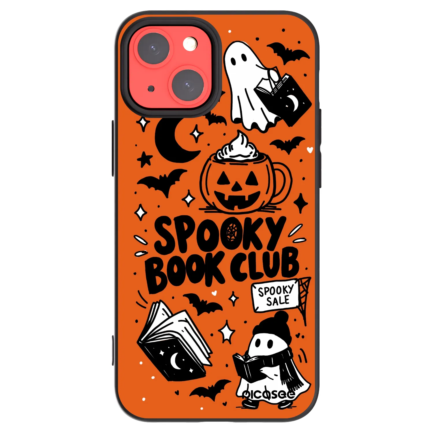 Picasee Μαύρη θήκη σιλικόνης για Apple iPhone 13 mini - Spooky book club