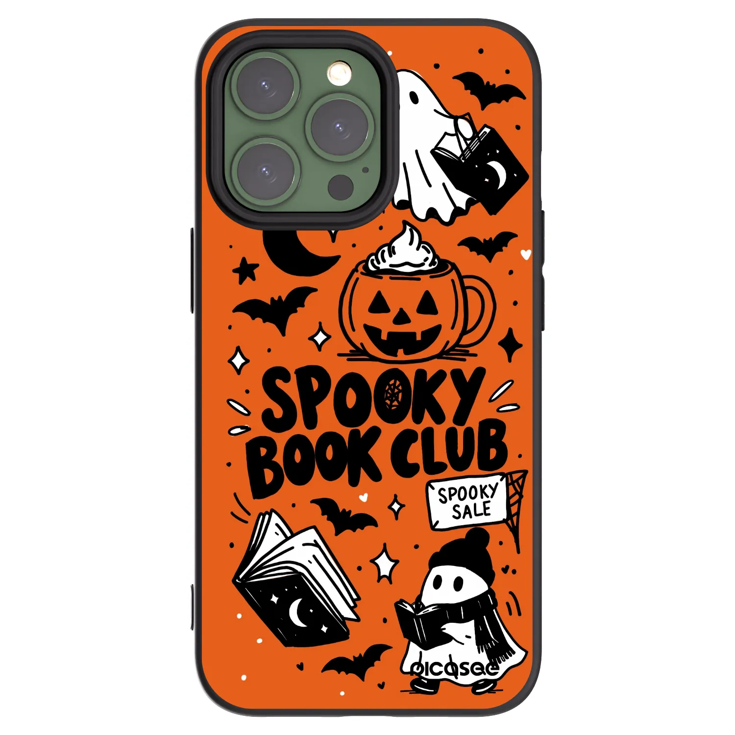 Picasee Μαύρη θήκη σιλικόνης για Apple iPhone 13 Pro - Spooky book club