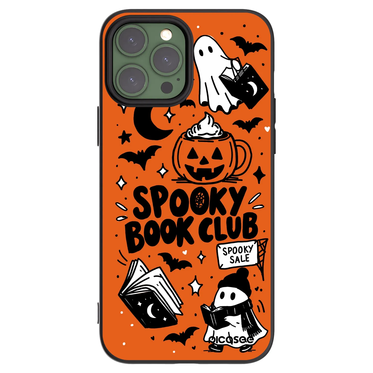 Picasee Μαύρη θήκη σιλικόνης για Apple iPhone 13 Pro Max - Spooky book club