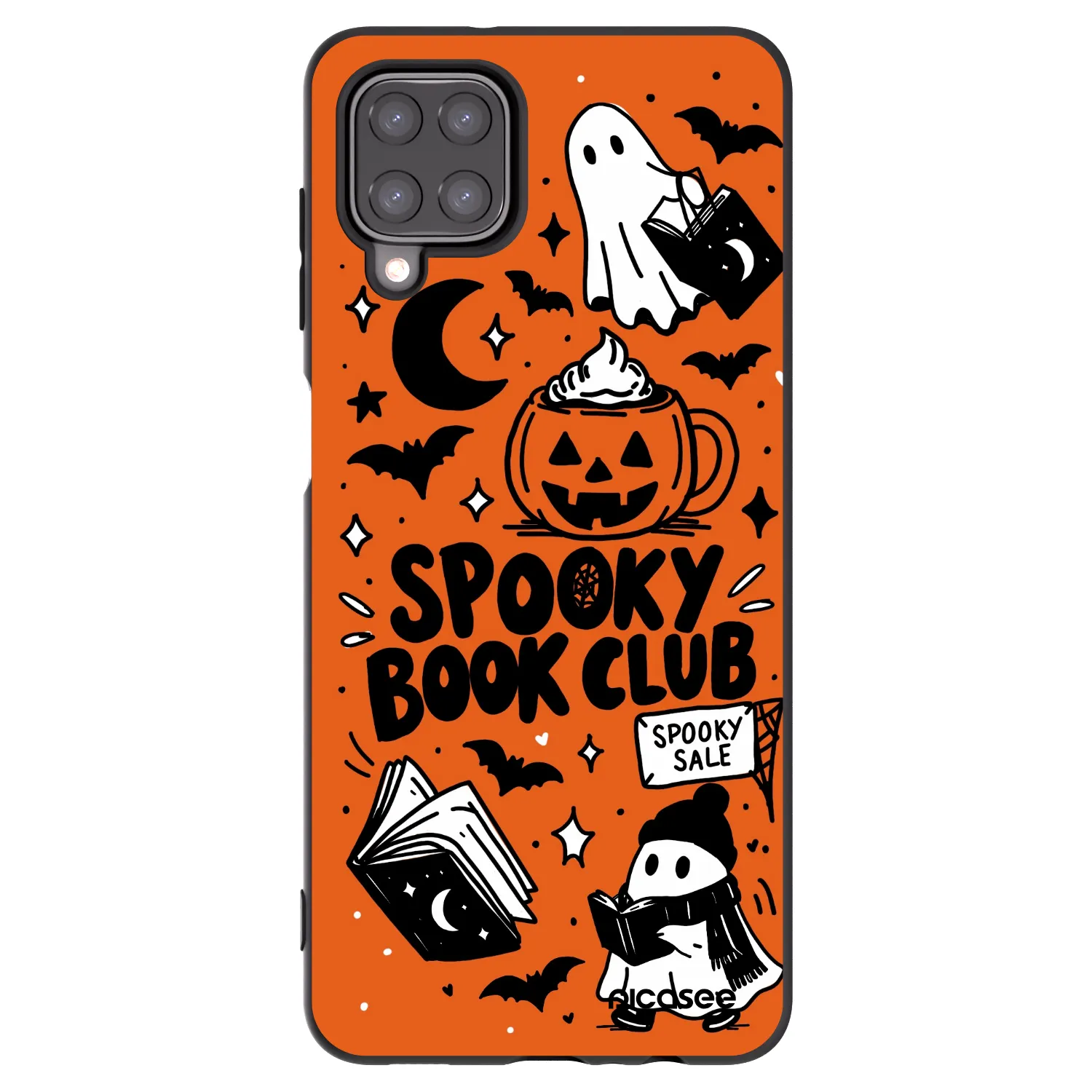 Picasee Μαύρη θήκη σιλικόνης για Samsung Galaxy M12 M127F - Spooky book club