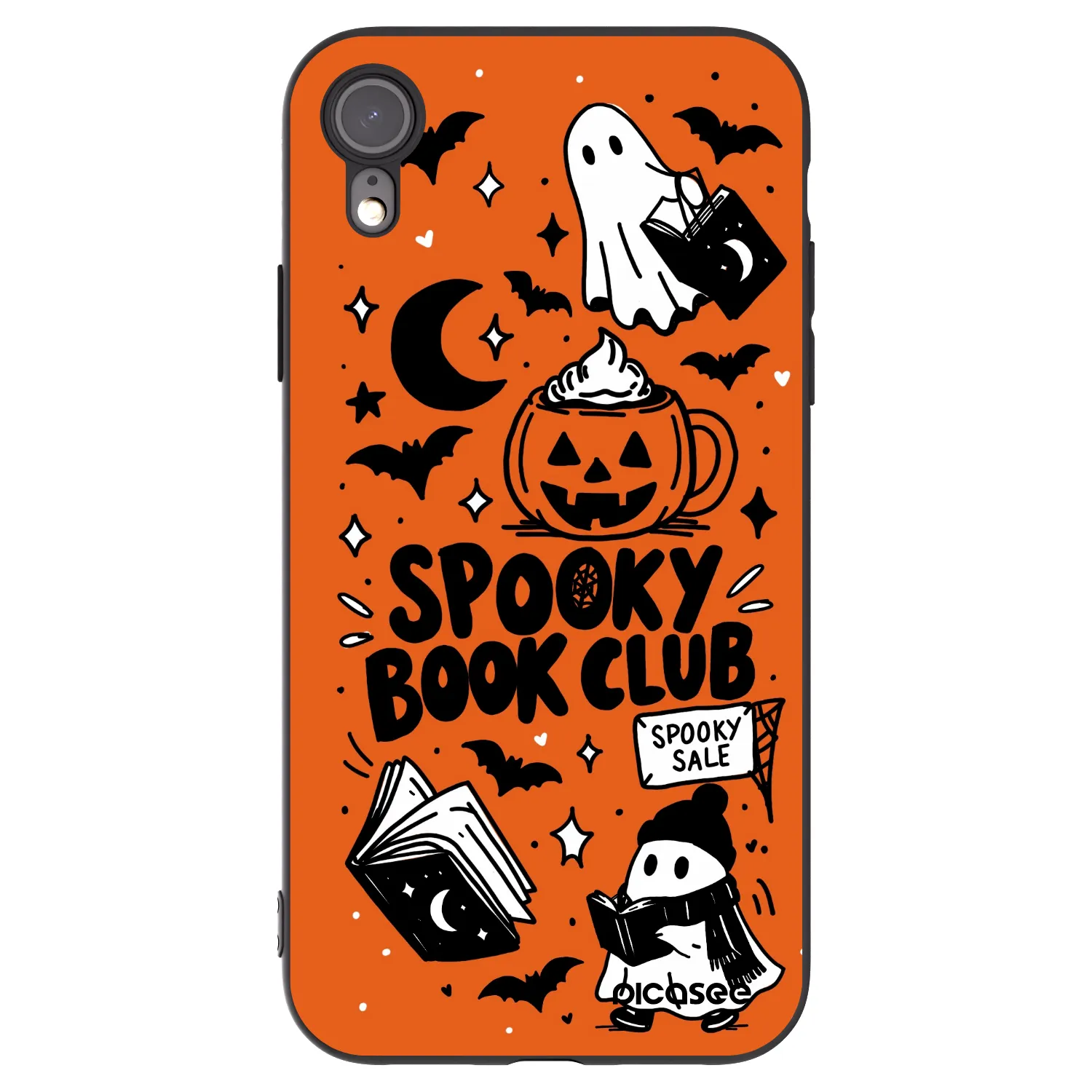 Picasee Μαύρη θήκη σιλικόνης για Apple iPhone XR - Spooky book club