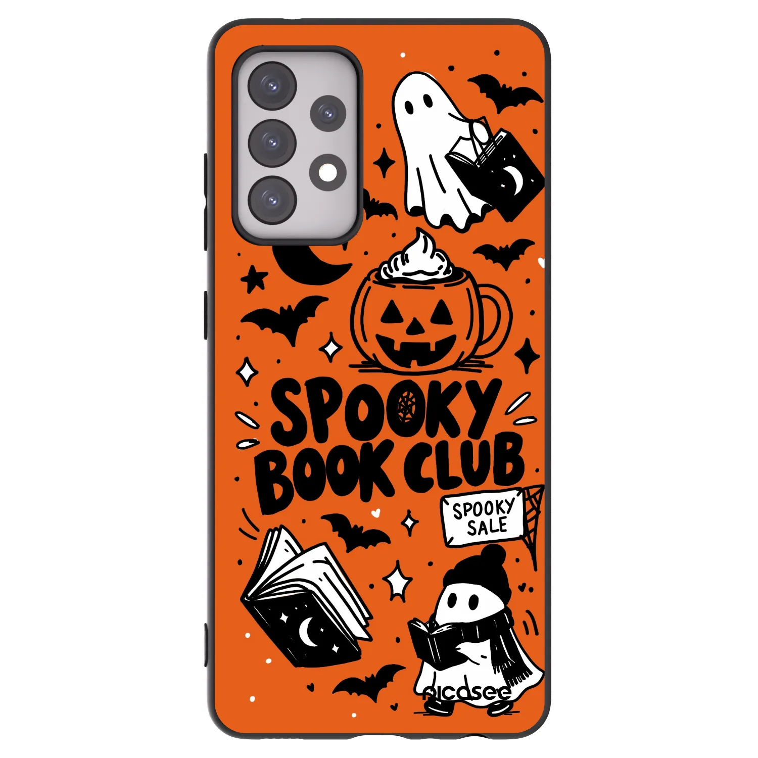 Picasee Μαύρη θήκη σιλικόνης για Samsung Galaxy A52s 5G A528B - Spooky book club