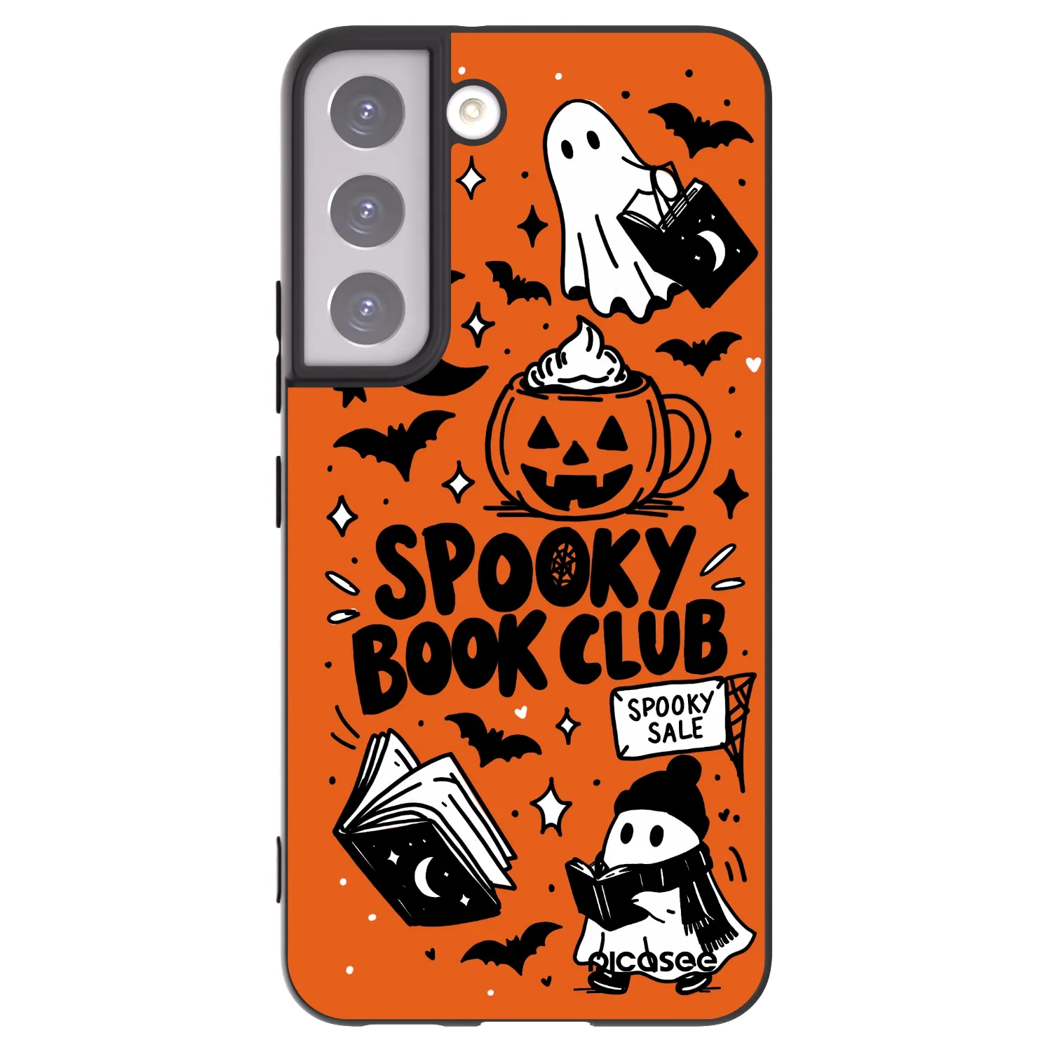 Picasee Μαύρη θήκη σιλικόνης για Samsung Galaxy S22 5G - Spooky book club