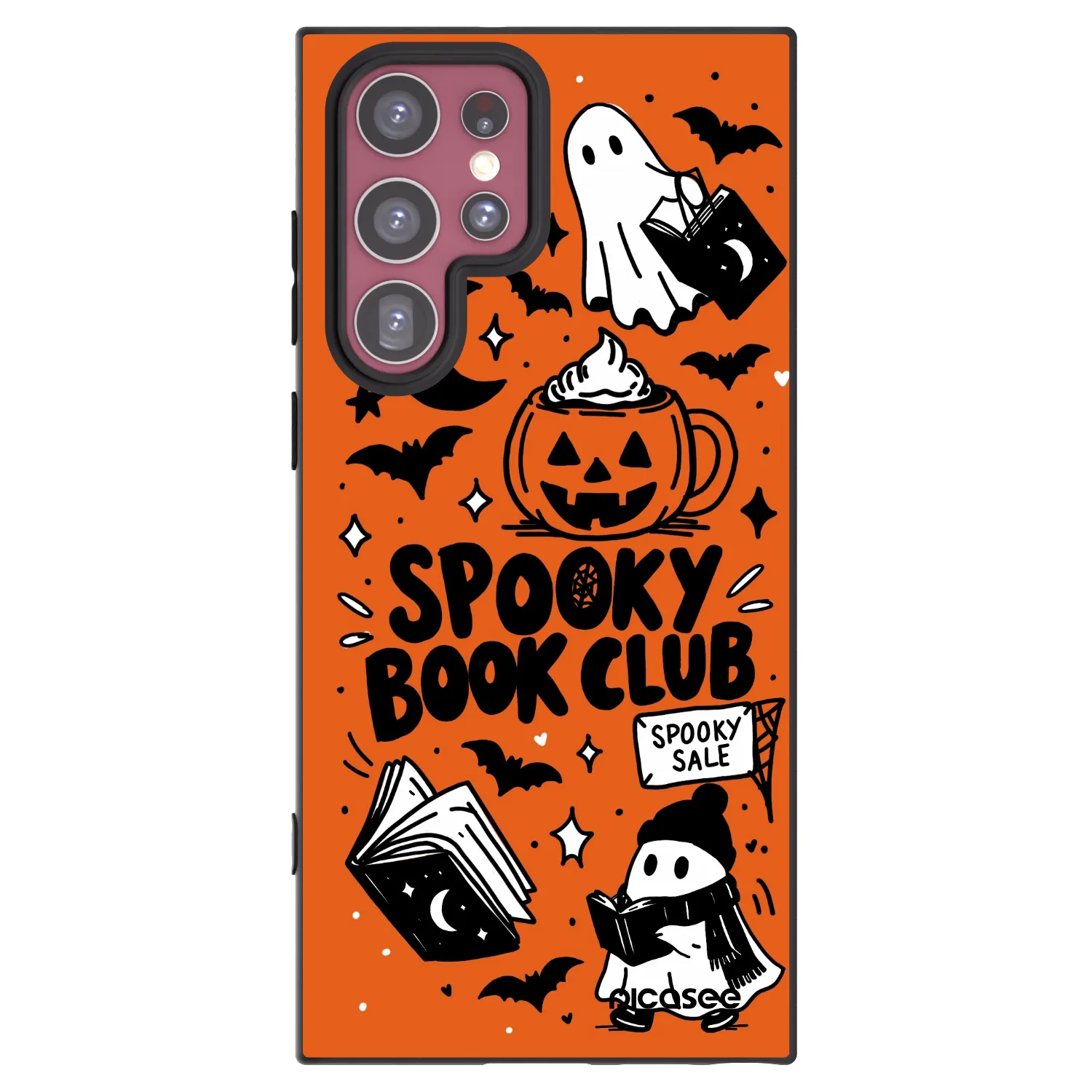 Picasee Μαύρη θήκη σιλικόνης για Samsung Galaxy S22 Ultra 5G - Spooky book club