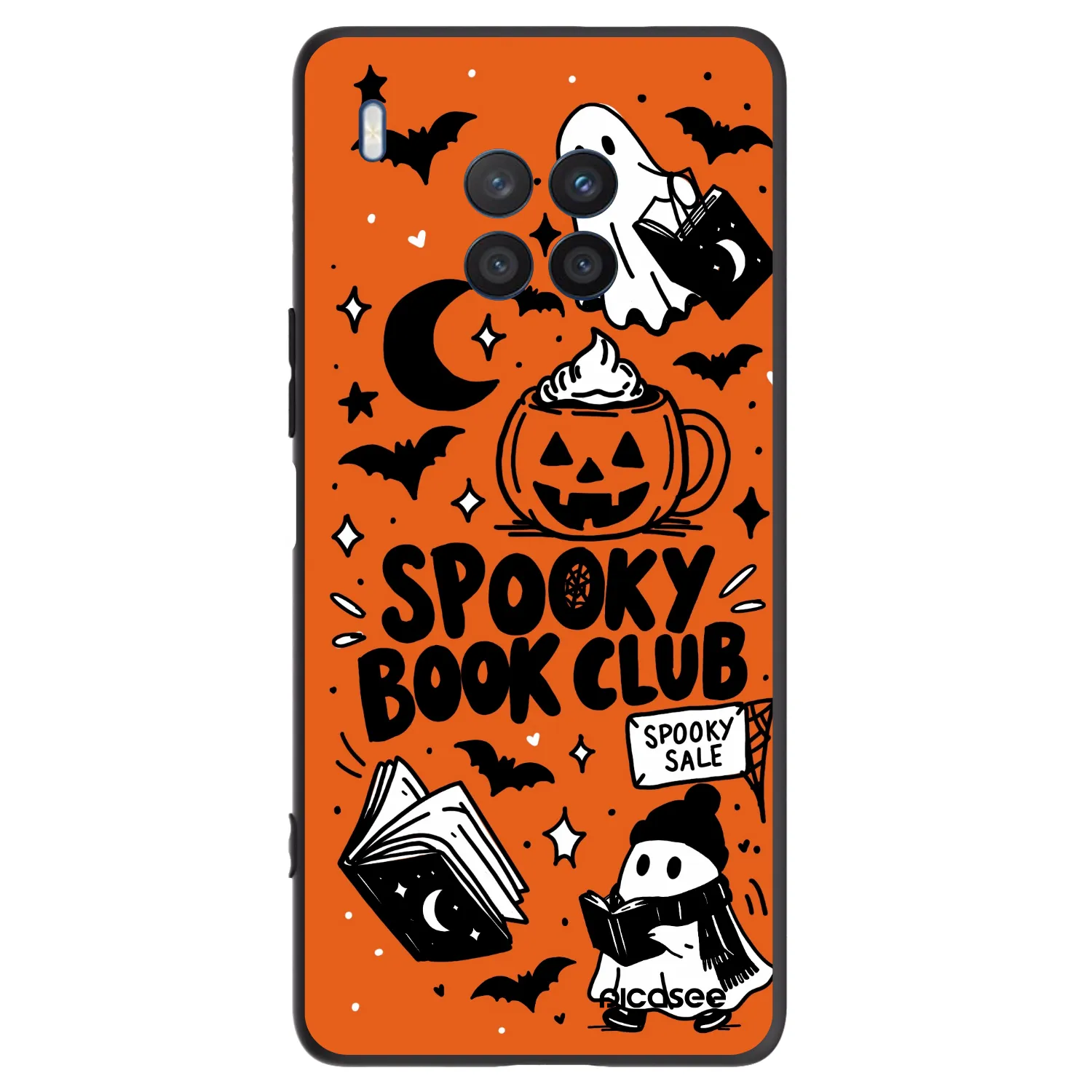 Picasee Μαύρη θήκη σιλικόνης για Honor 50 Lite - Spooky book club