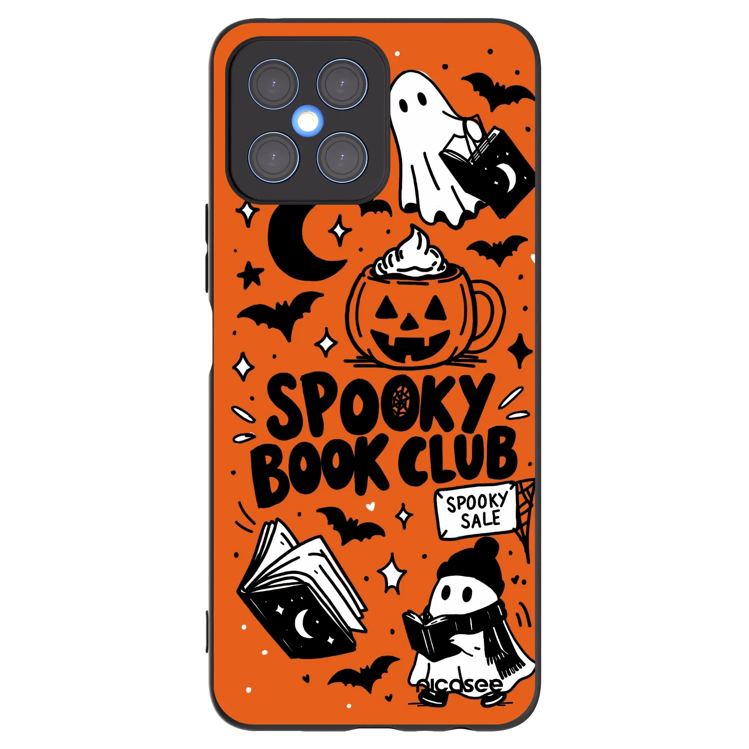 Picasee Μαύρη θήκη σιλικόνης για Honor X8 4G - Spooky book club