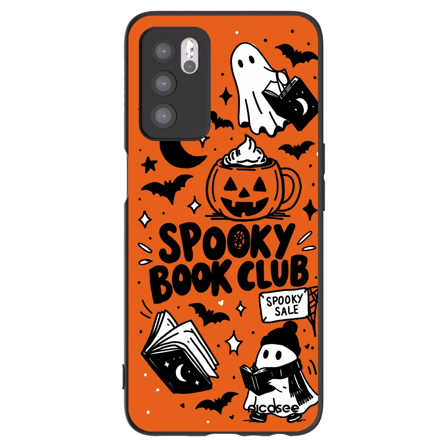 Picasee Μαύρη θήκη σιλικόνης για OPPO A16 - Spooky book club