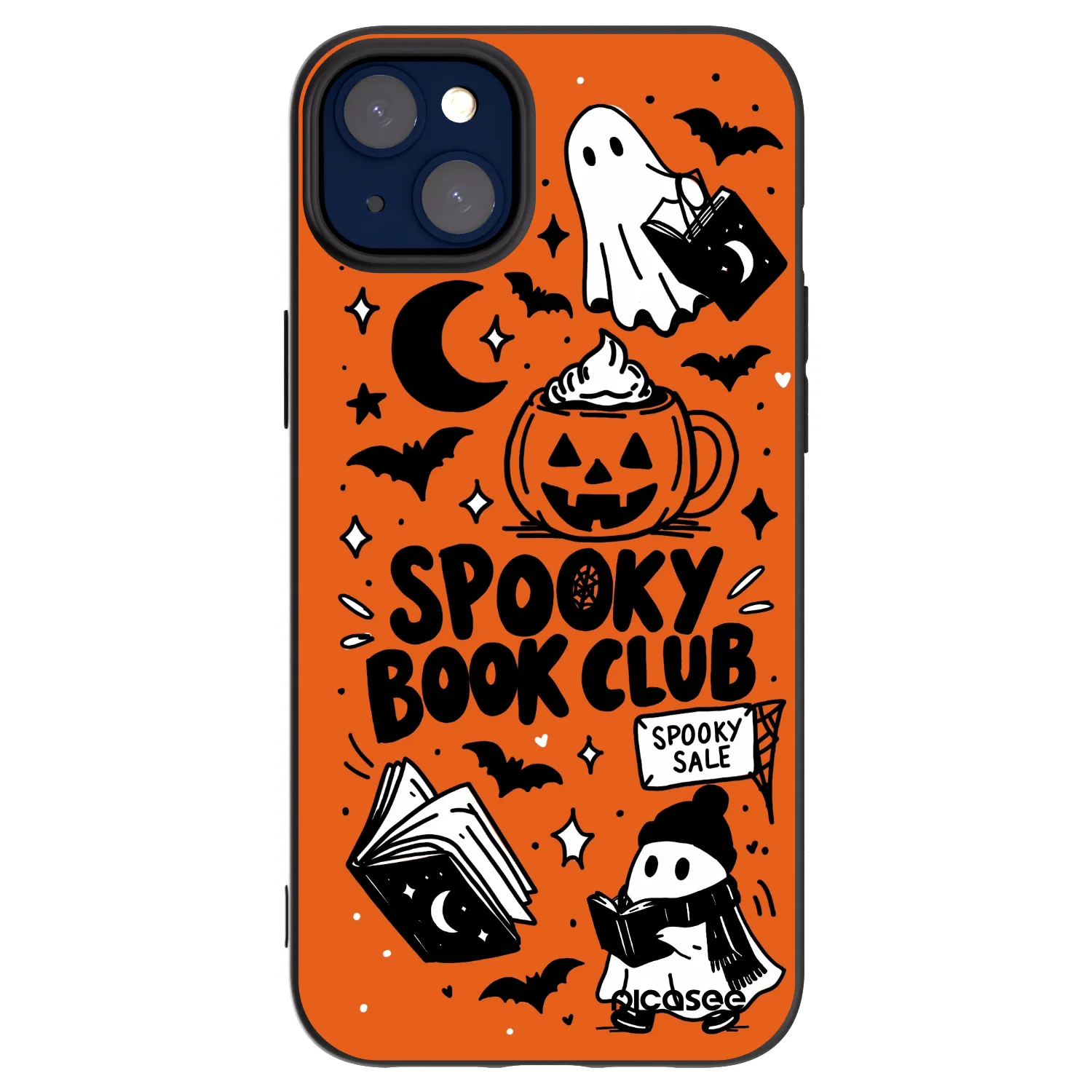 Picasee Μαύρη θήκη σιλικόνης για Apple iPhone 14 Plus - Spooky book club