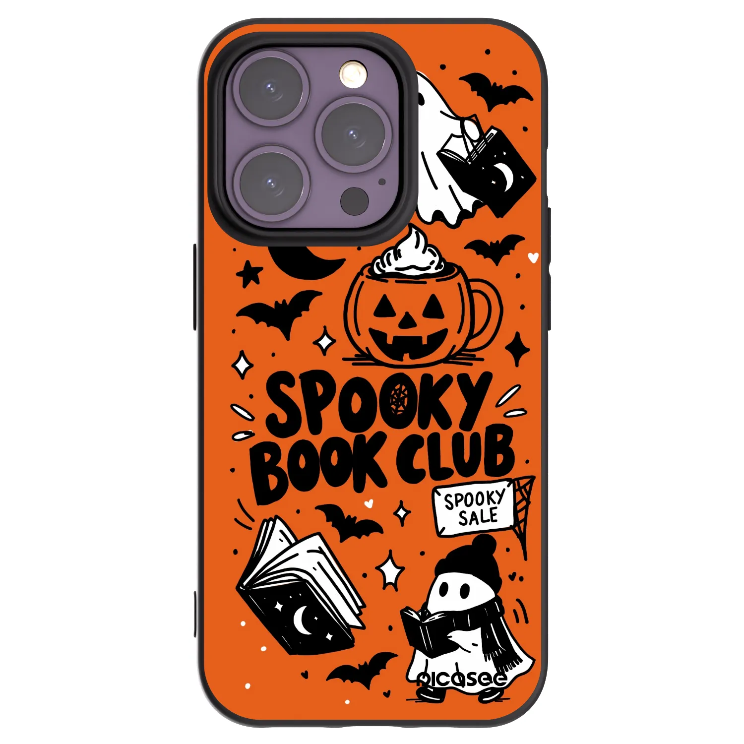 Picasee Μαύρη θήκη σιλικόνης για Apple iPhone 14 Pro - Spooky book club