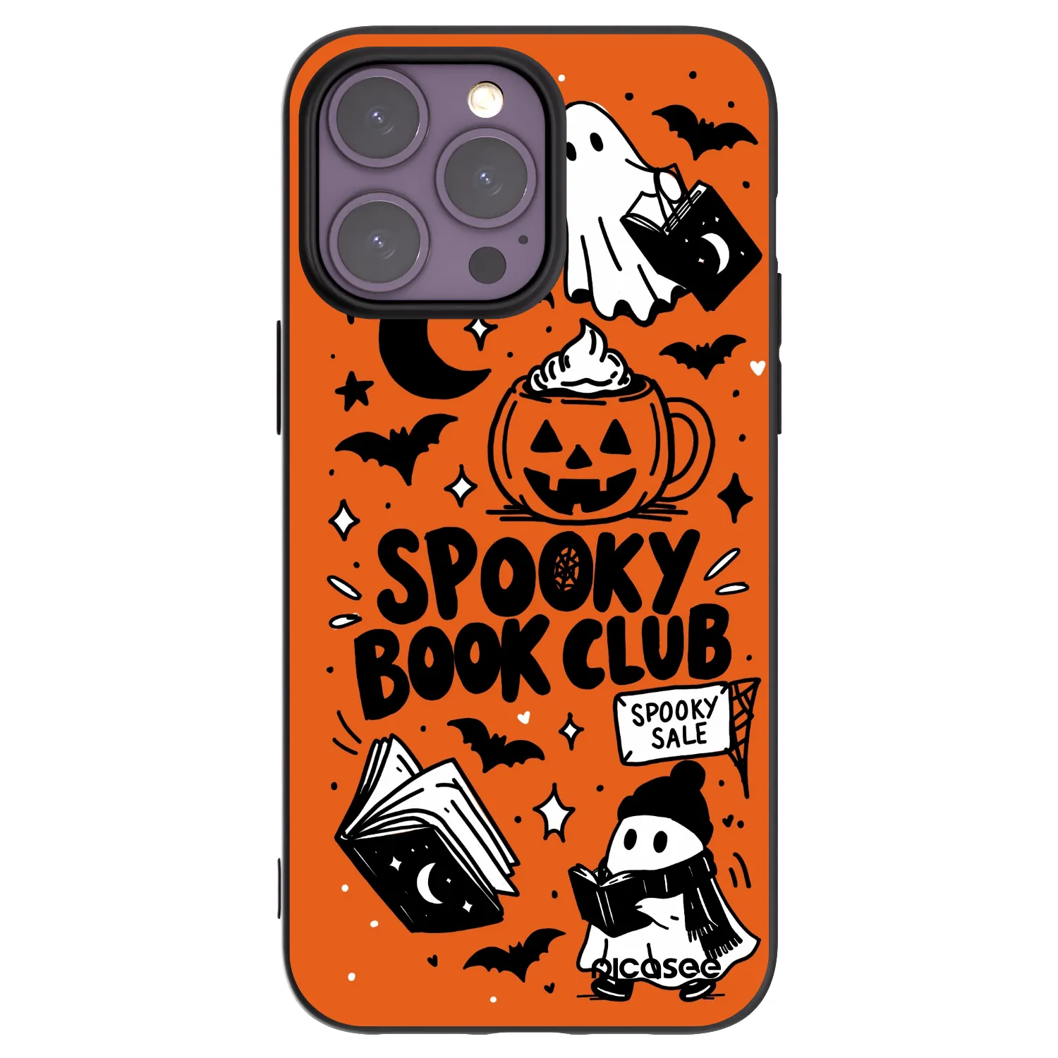 Picasee Μαύρη θήκη σιλικόνης για Apple iPhone 14 Pro Max - Spooky book club