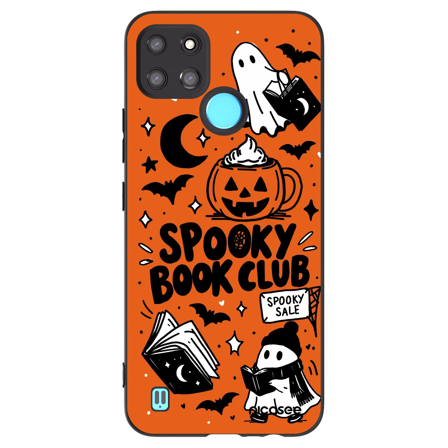 Picasee Μαύρη θήκη σιλικόνης για Realme C21Y - Spooky book club