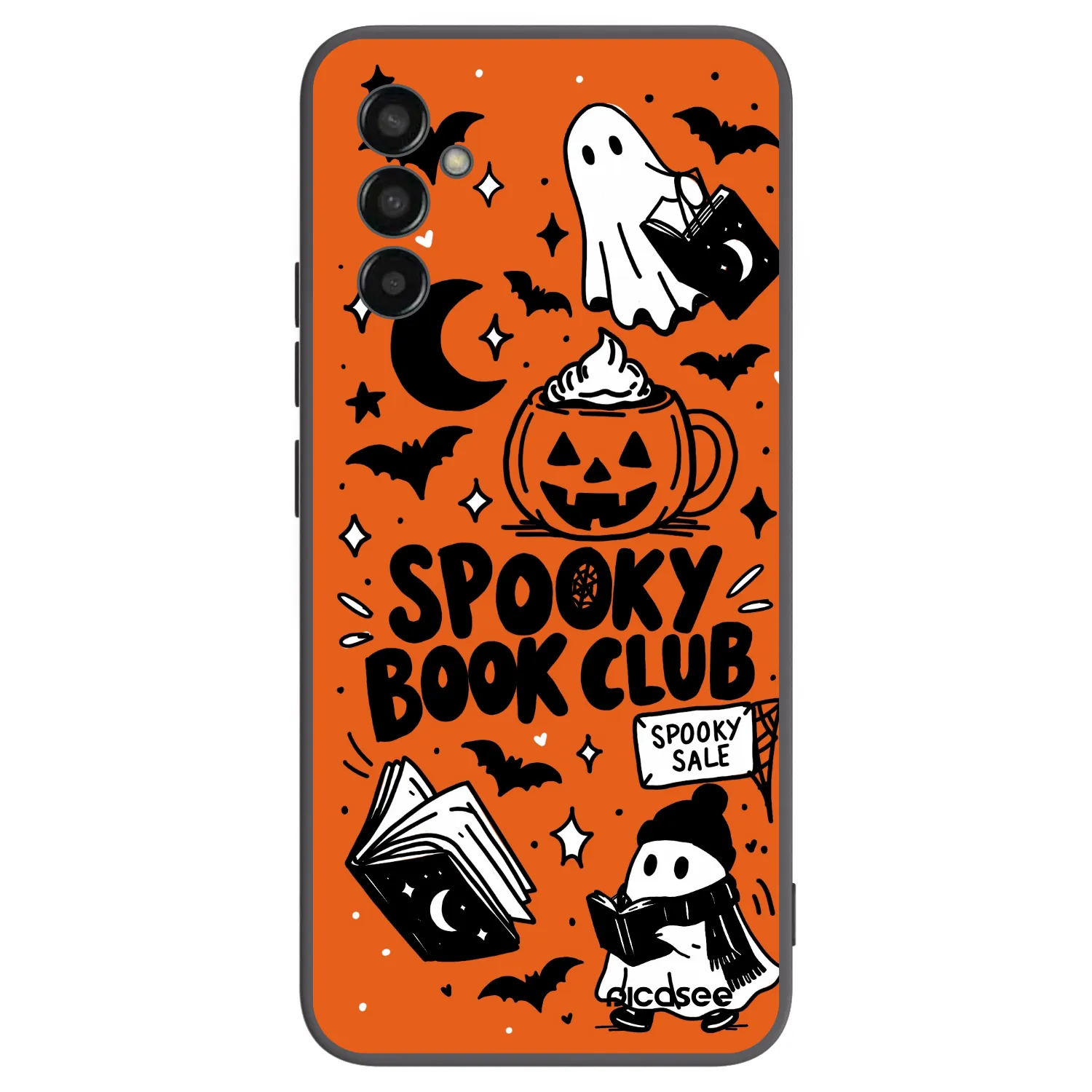 Picasee Μαύρη θήκη σιλικόνης για Samsung Galaxy M13 M135F - Spooky book club