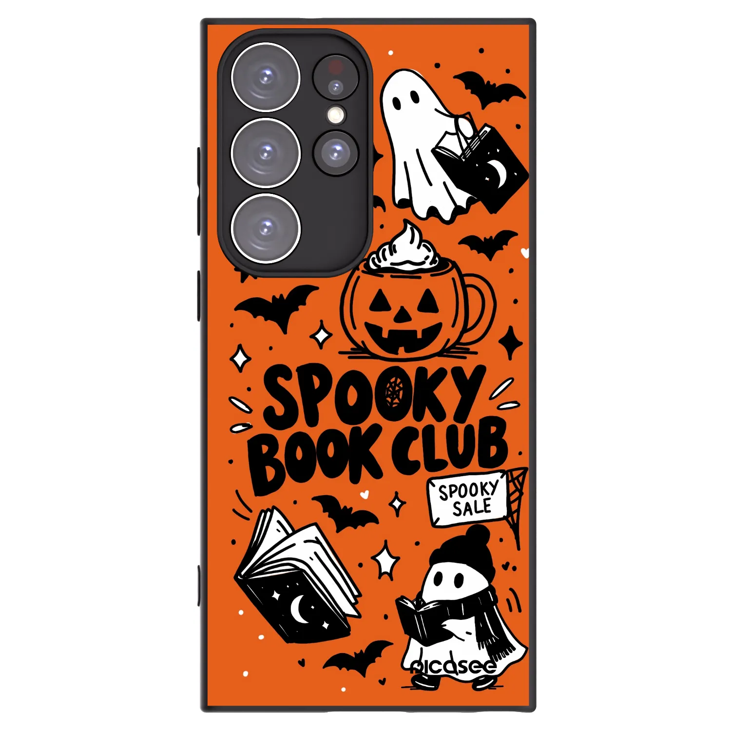 Picasee Μαύρη θήκη σιλικόνης για Samsung Galaxy S23 Ultra 5G - Spooky book club