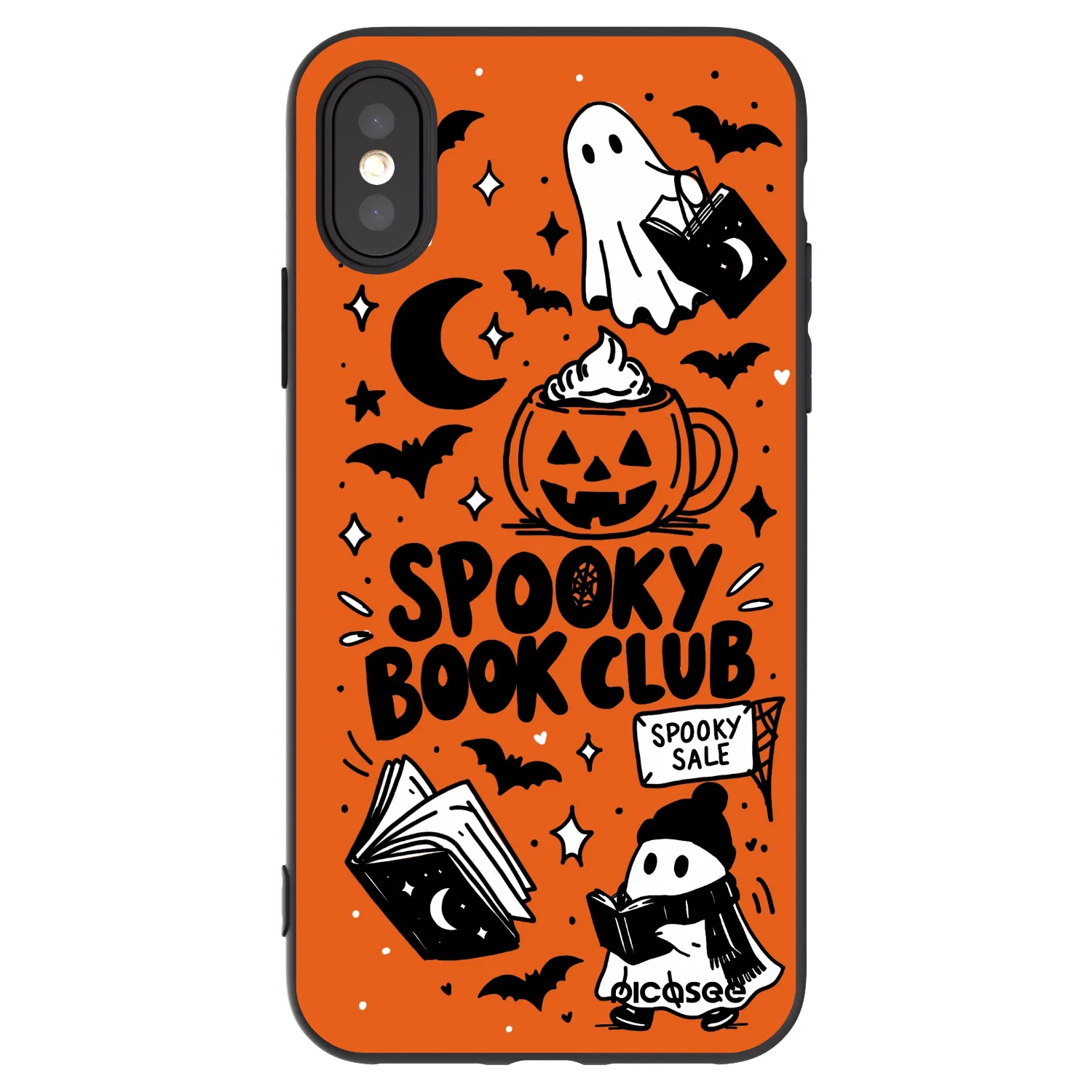 Picasee Μαύρη θήκη σιλικόνης για Apple iPhone X/XS - Spooky book club