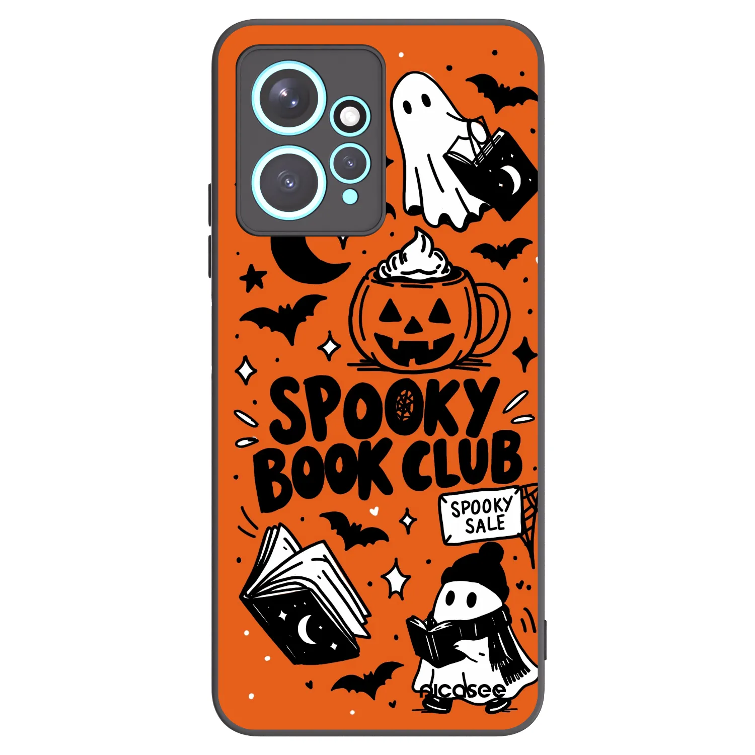 Picasee Μαύρη θήκη σιλικόνης για Xiaomi Redmi Note 12 4G - Spooky book club