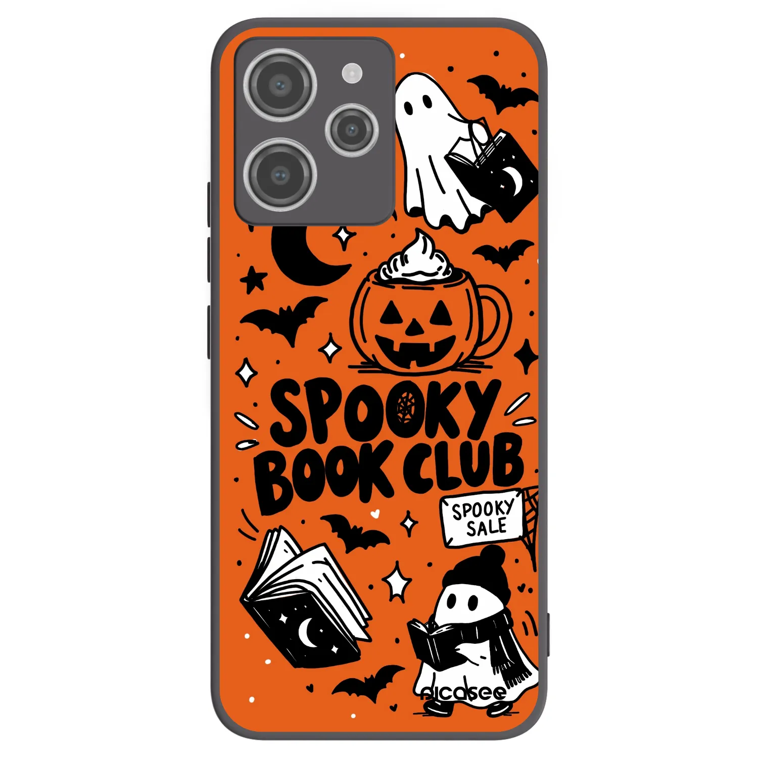 Picasee Μαύρη θήκη σιλικόνης για Xiaomi Redmi 12 4G - Spooky book club