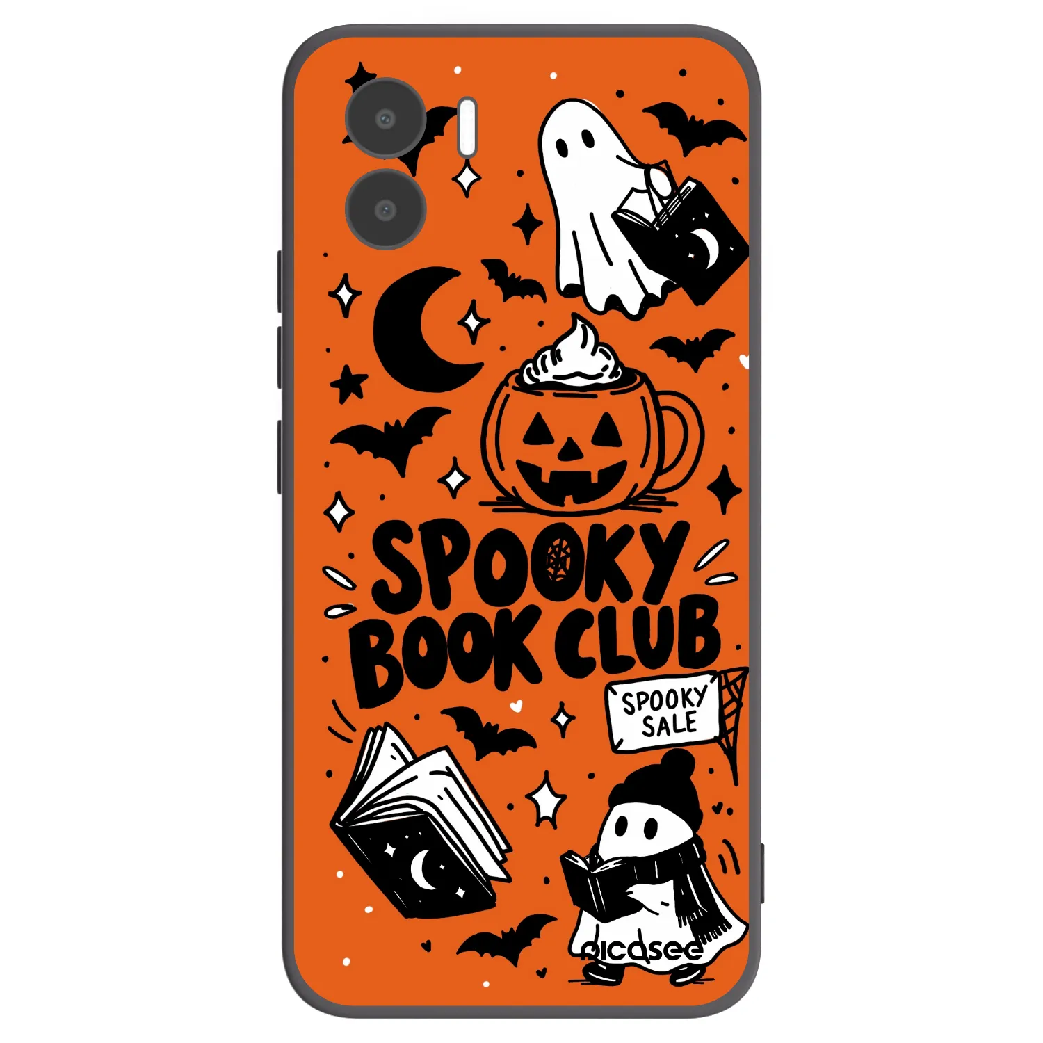 Picasee Μαύρη θήκη σιλικόνης για Xiaomi Redmi A2 - Spooky book club