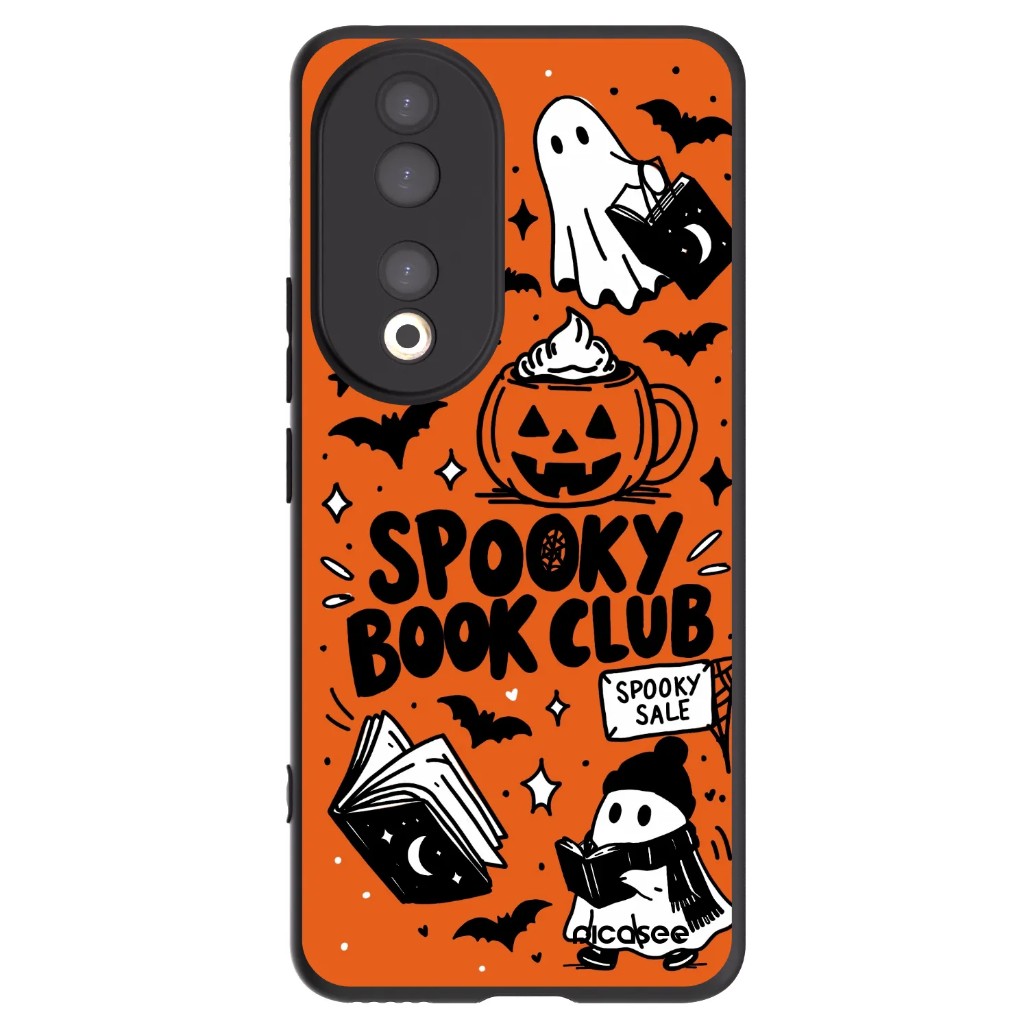 Picasee Μαύρη θήκη σιλικόνης για Honor 90 5G - Spooky book club