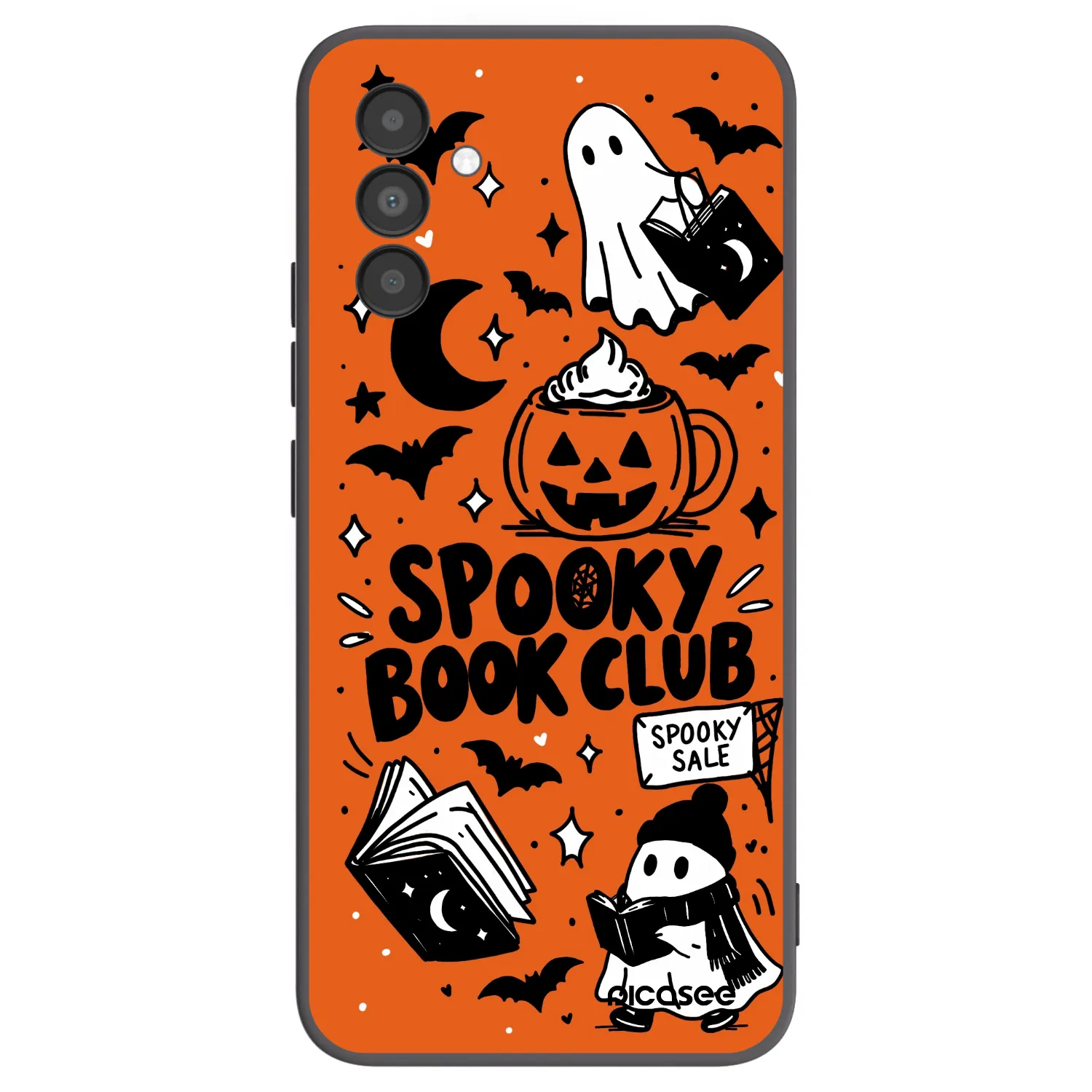 Picasee Μαύρη θήκη σιλικόνης για Samsung Galaxy A04s A047F - Spooky book club