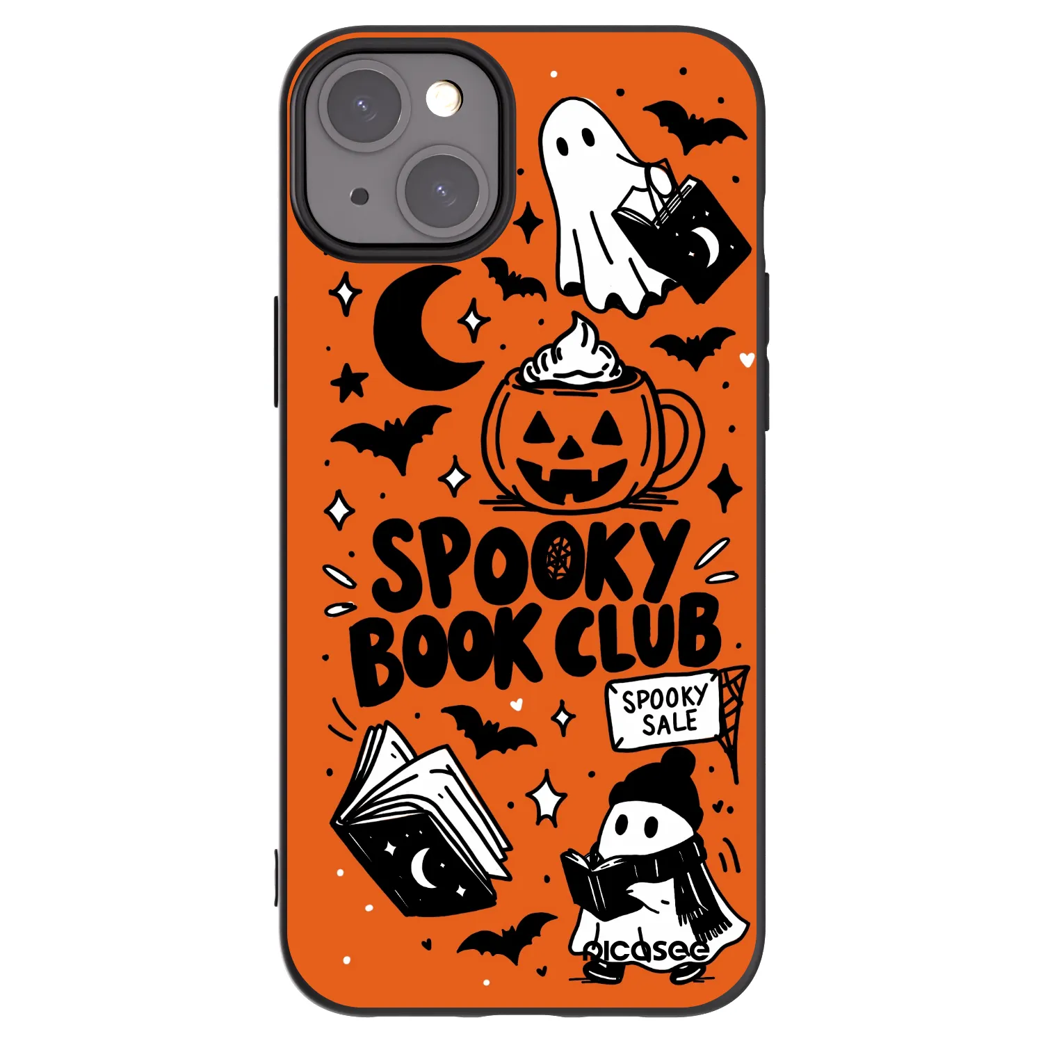 Picasee Μαύρη θήκη σιλικόνης για Apple iPhone 15 Plus - Spooky book club