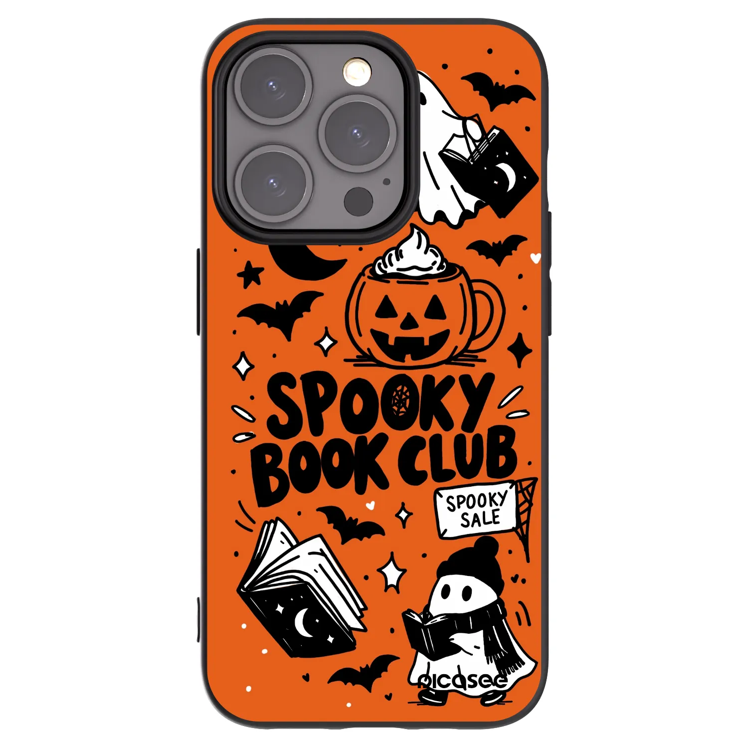 Picasee Μαύρη θήκη σιλικόνης για Apple iPhone 15 Pro - Spooky book club