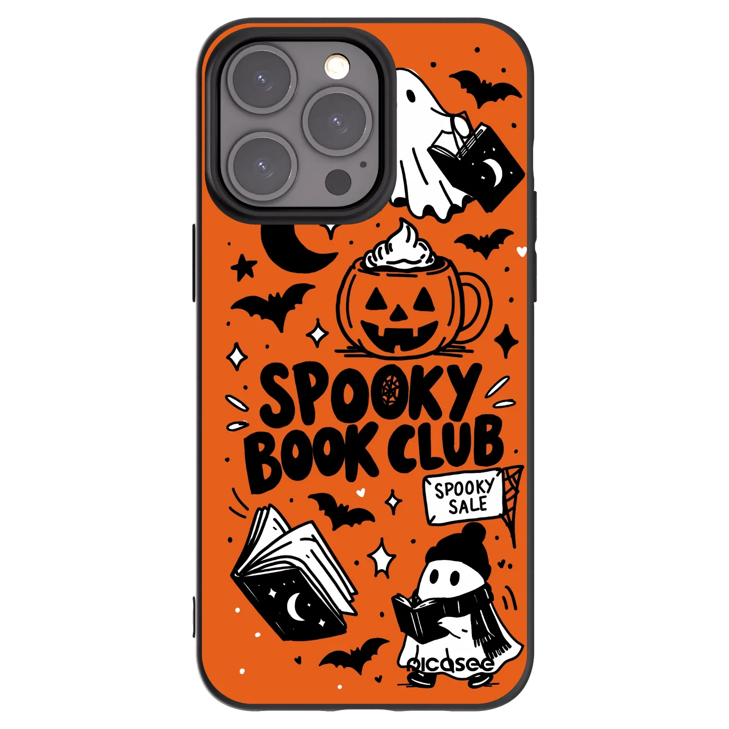 Picasee Μαύρη θήκη σιλικόνης για Apple iPhone 15 Pro Max - Spooky book club