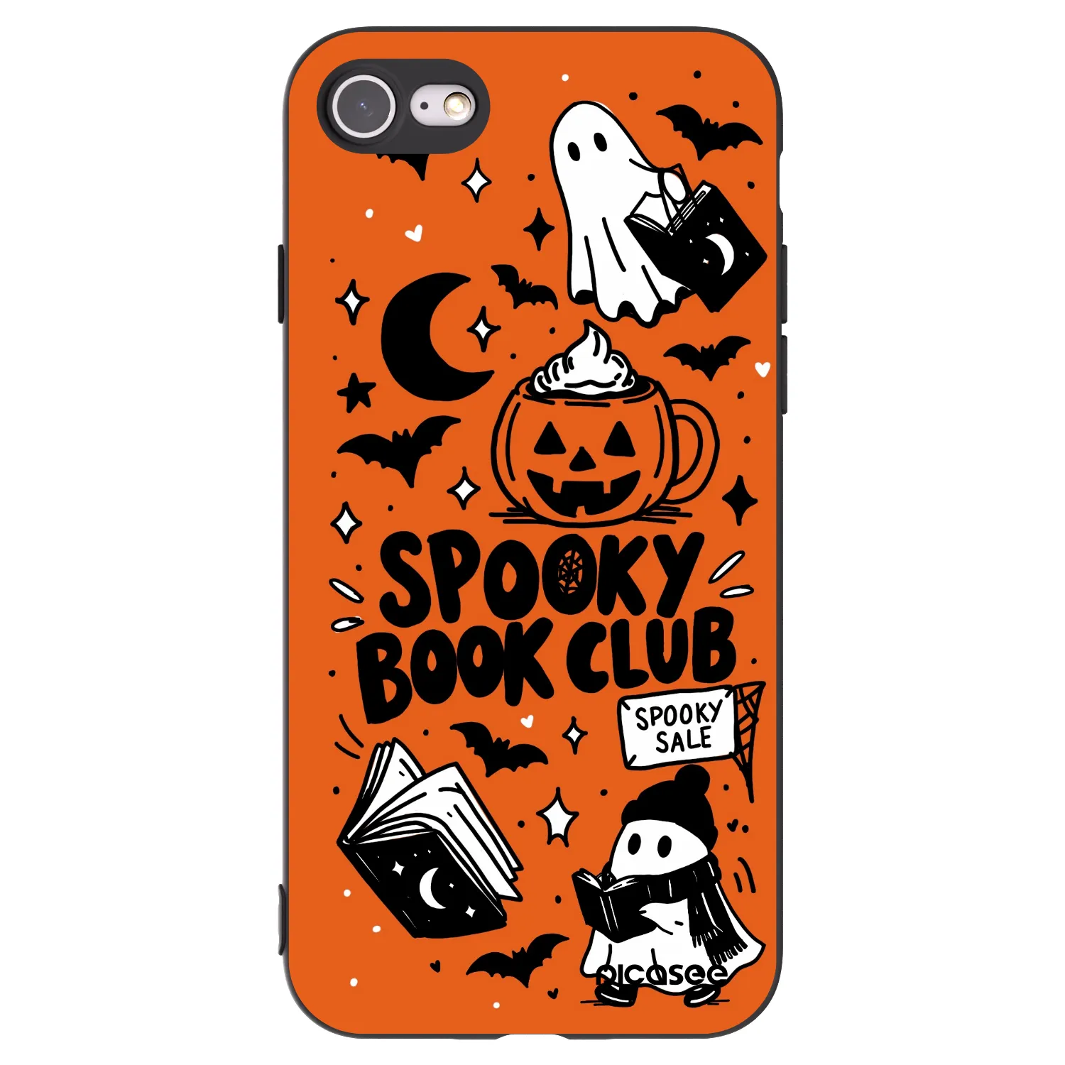 Picasee Μαύρη θήκη σιλικόνης για Apple iPhone 7 - Spooky book club