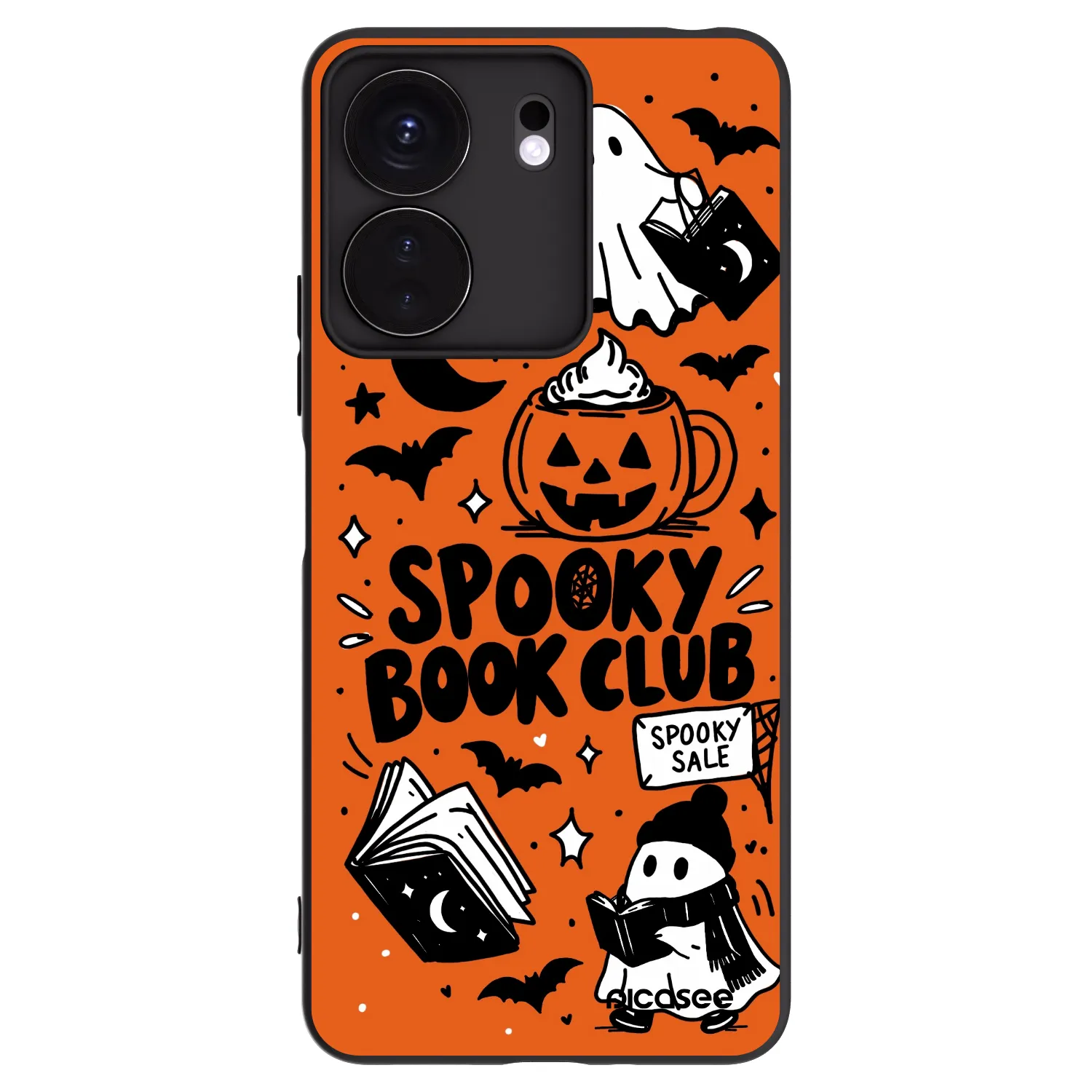 Picasee Μαύρη θήκη σιλικόνης για Xiaomi Redmi 13C 4G - Spooky book club