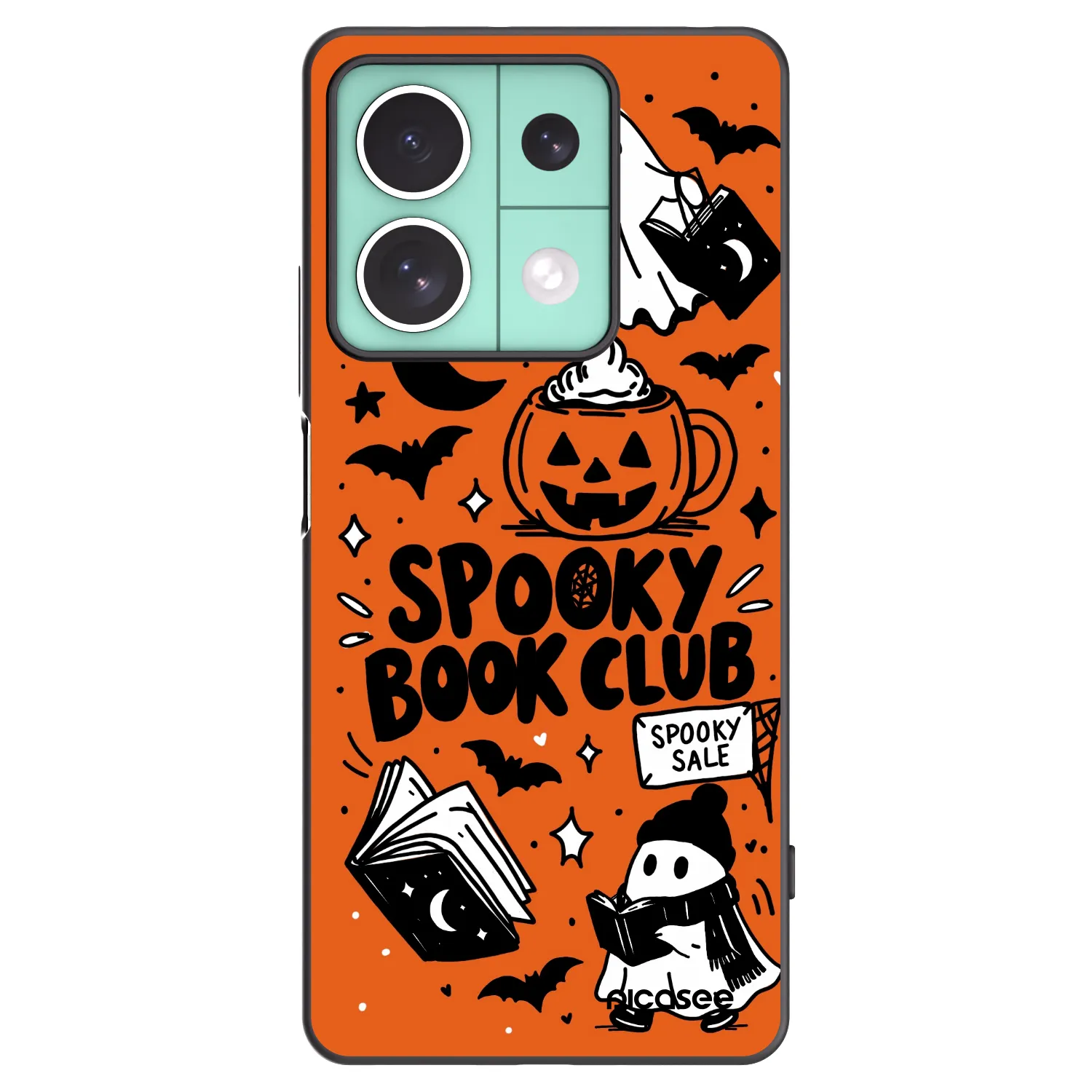 Picasee Μαύρη θήκη σιλικόνης για Xiaomi Redmi Note 13 5G - Spooky book club