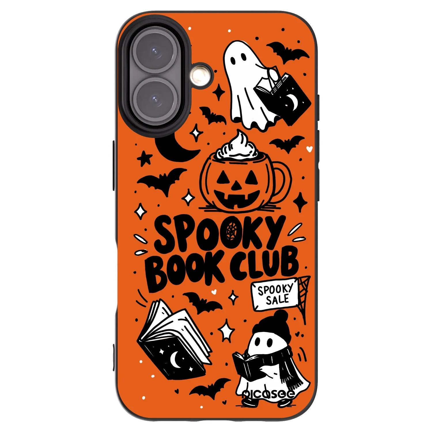 Picasee Μαύρη θήκη σιλικόνης για Apple iPhone 16 - Spooky book club