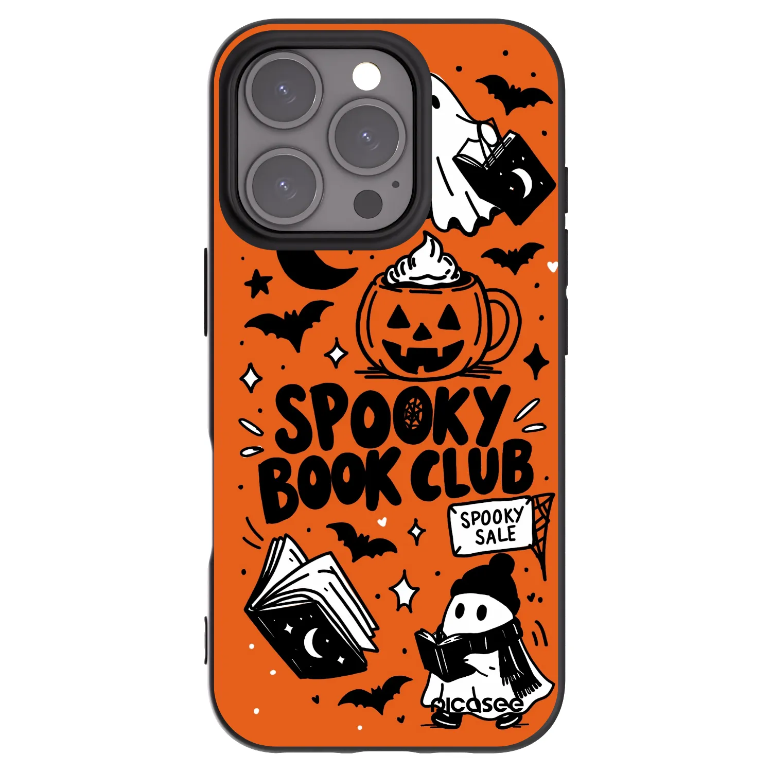 Picasee Μαύρη θήκη σιλικόνης για Apple iPhone 16 Pro - Spooky book club