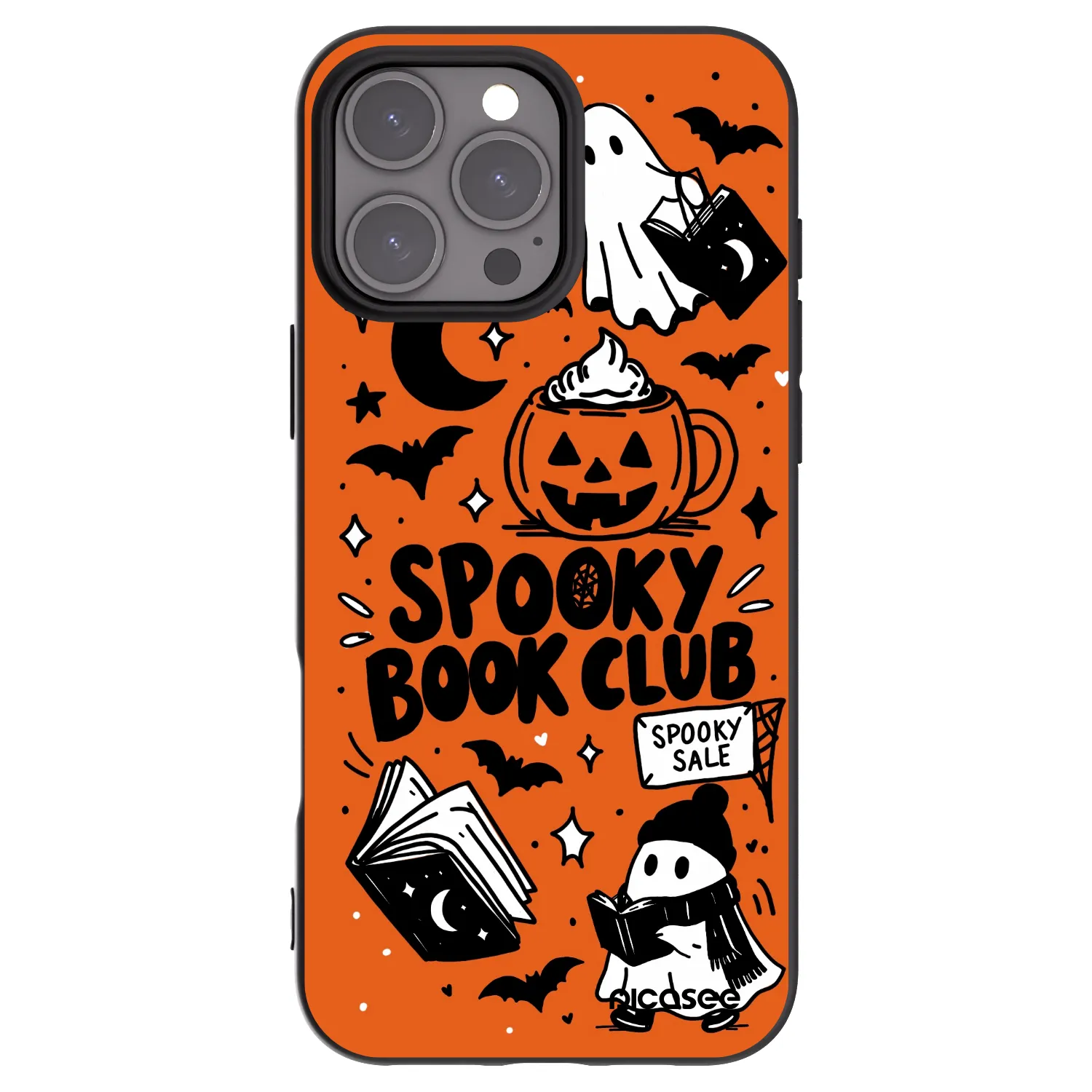 Picasee Μαύρη θήκη σιλικόνης για Apple iPhone 16 Pro Max - Spooky book club