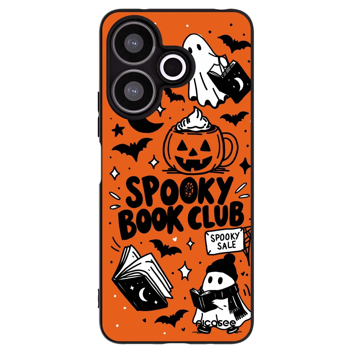 Picasee Μαύρη θήκη σιλικόνης για Xiaomi Redmi 13 4G - Spooky book club