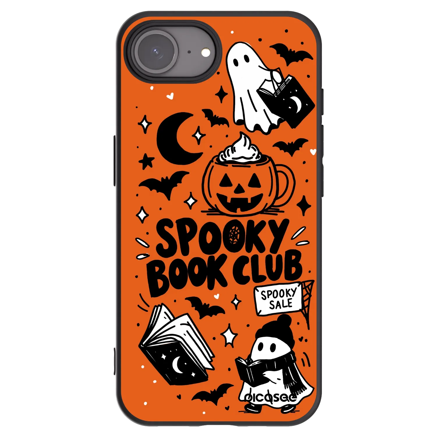 Picasee Μαύρη θήκη σιλικόνης για Apple iPhone 16e - Spooky book club