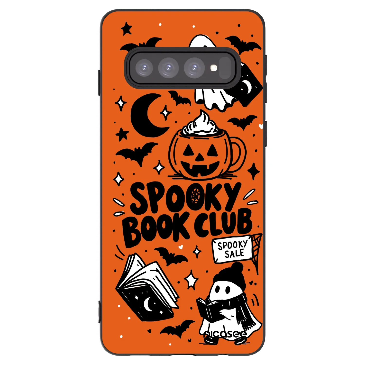 Picasee Μαύρη θήκη σιλικόνης για Samsung Galaxy S10 G973 - Spooky book club