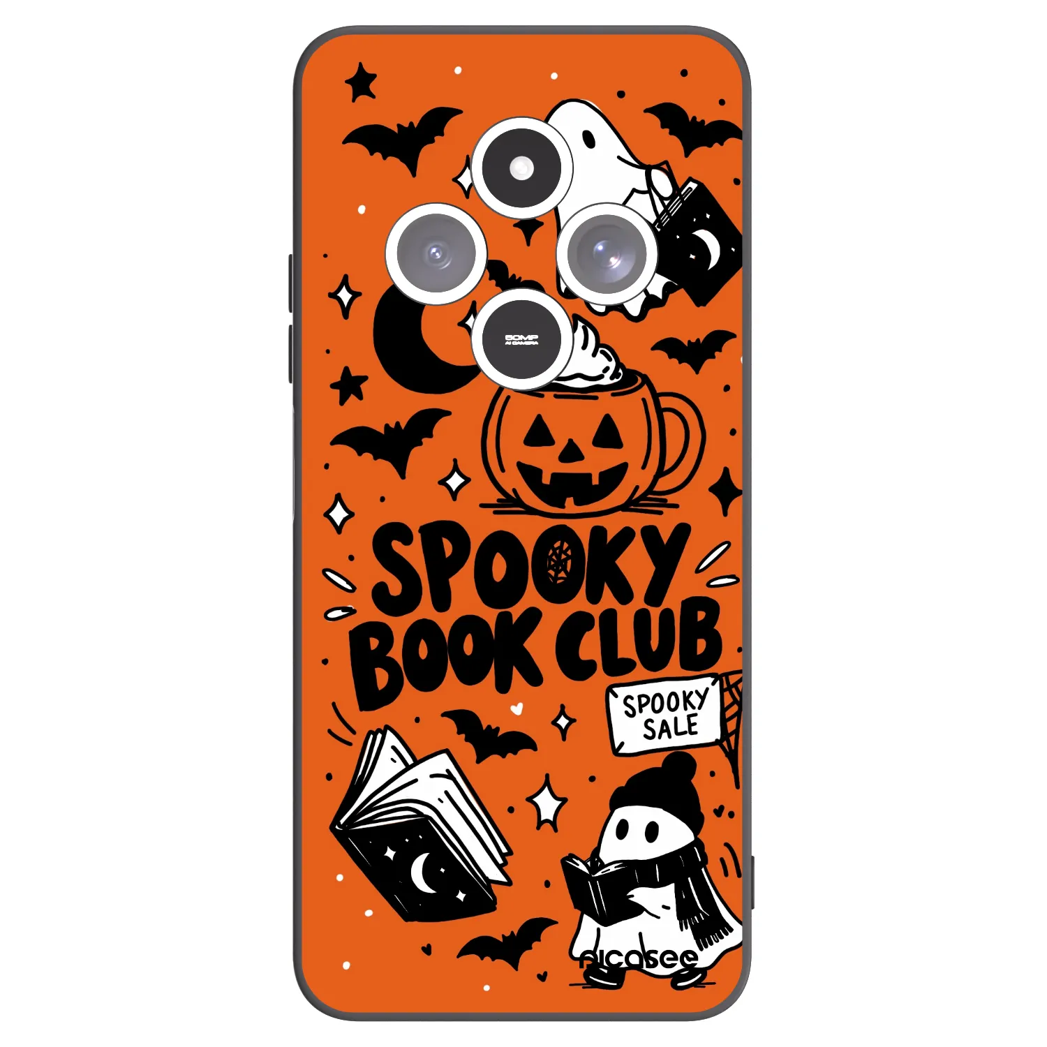 Picasee Μαύρη θήκη σιλικόνης για Xiaomi Redmi 14C - Spooky book club