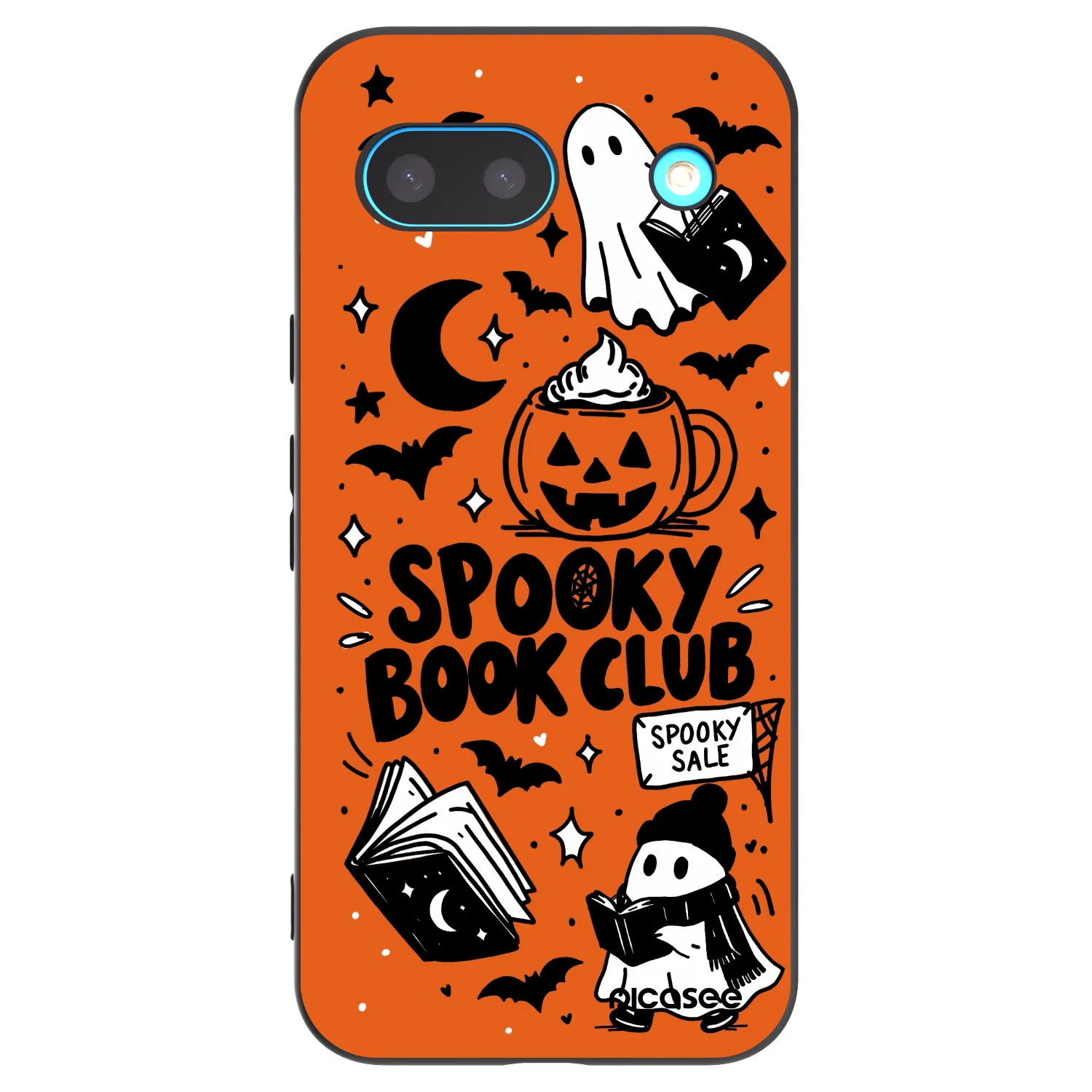 Picasee Μαύρη θήκη σιλικόνης για Google Pixel 8 - Spooky book club