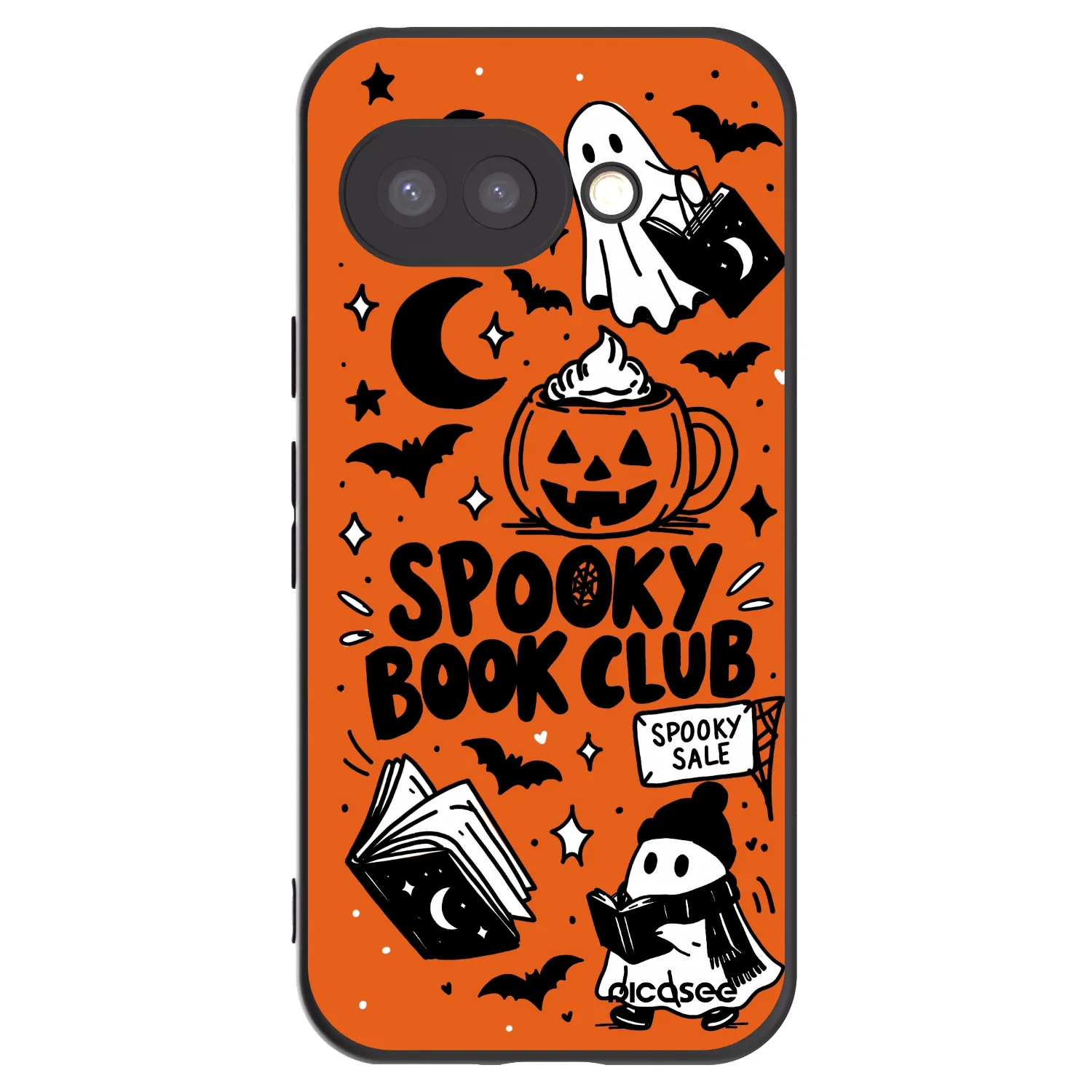 Picasee Μαύρη θήκη σιλικόνης για Google Pixel 9a - Spooky book club