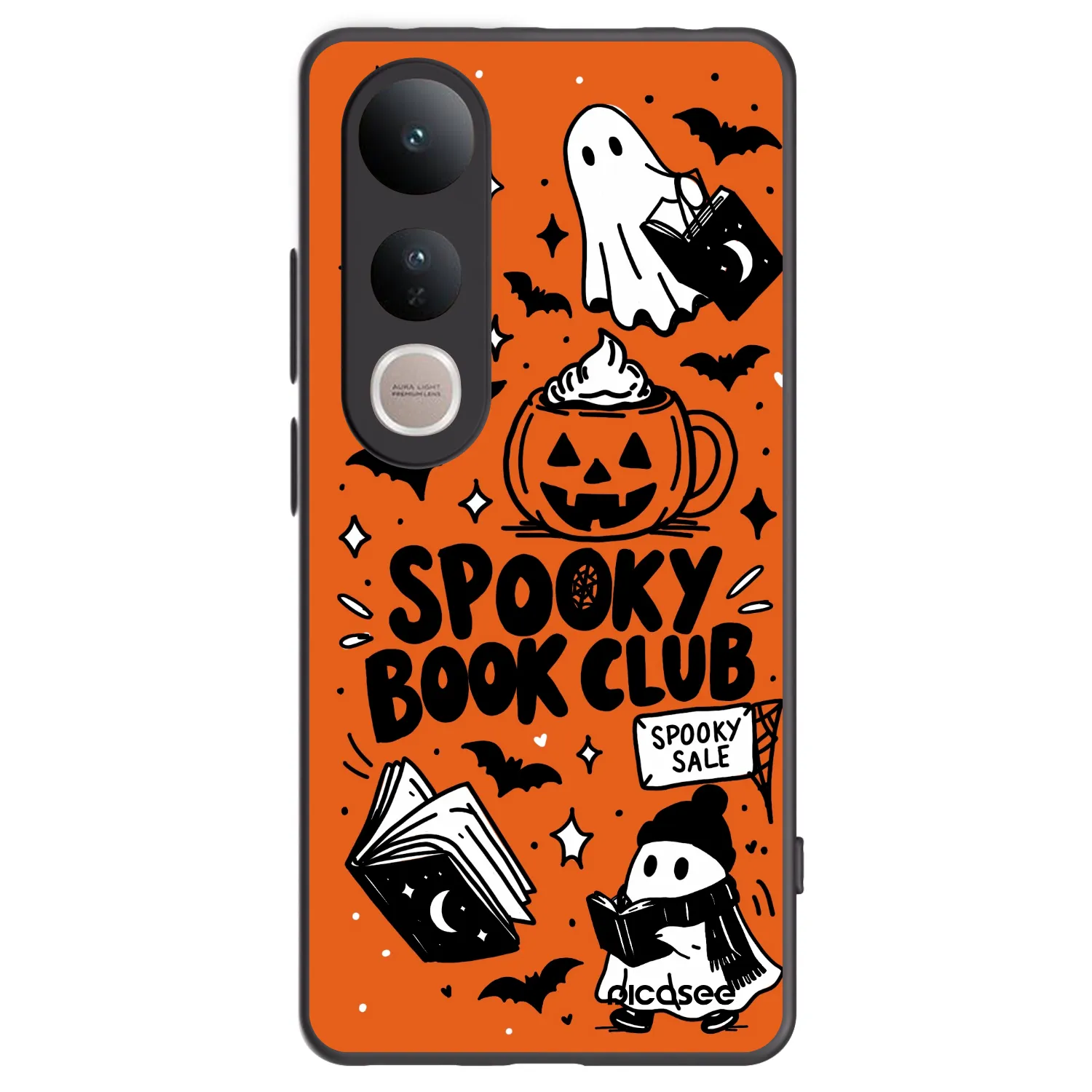 Picasee Μαύρη θήκη σιλικόνης για Vivo V50 Lite 5G - Spooky book club