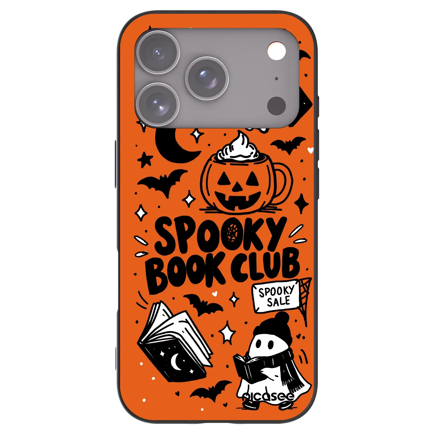 Picasee Μαύρη θήκη σιλικόνης για Apple iPhone 17 Pro - Spooky book club