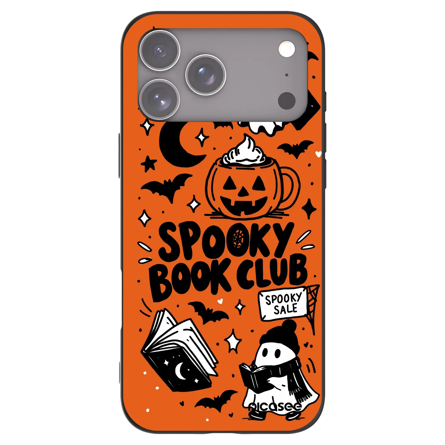 Picasee Μαύρη θήκη σιλικόνης για Apple iPhone 17 Pro Max - Spooky book club