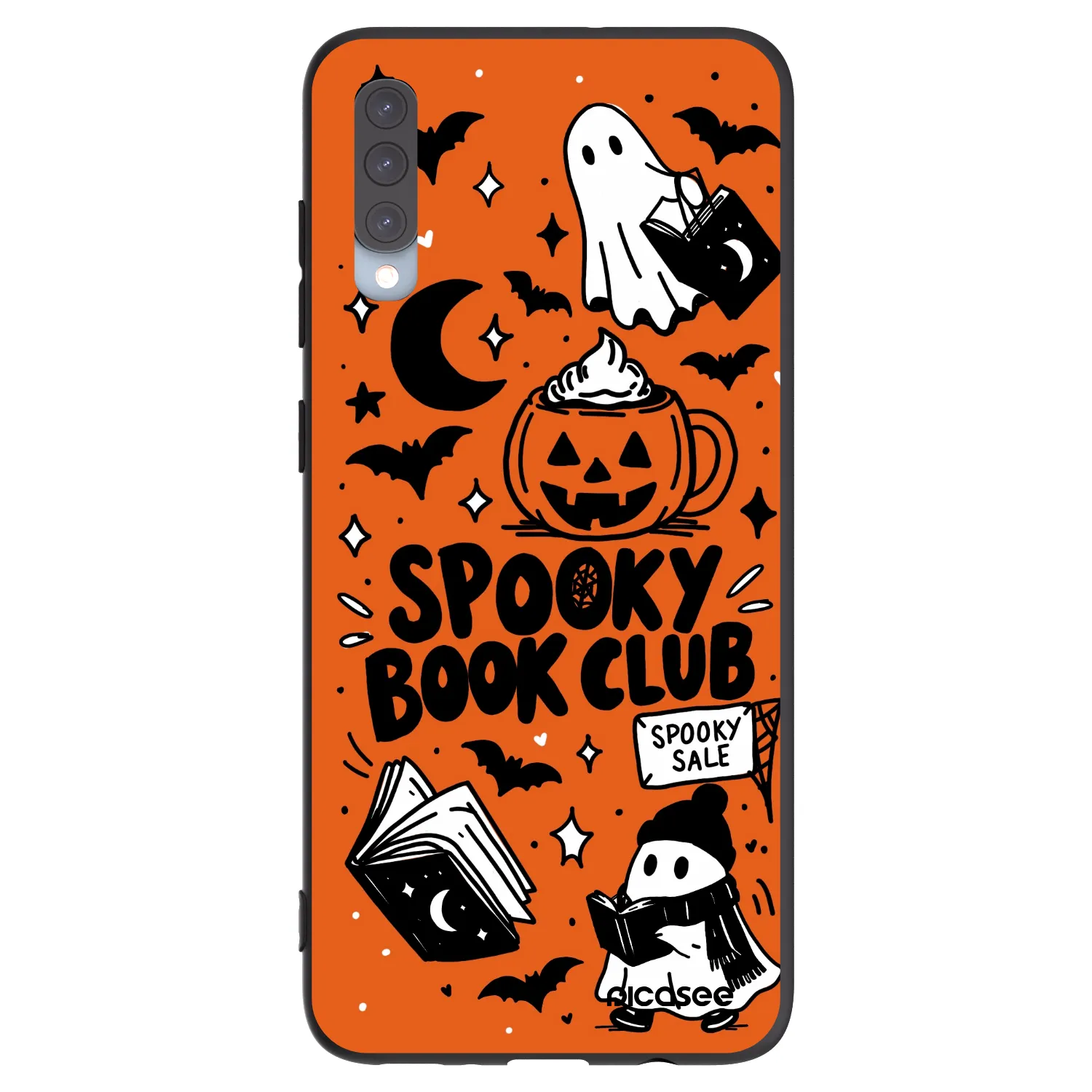 Picasee Μαύρη θήκη σιλικόνης για Samsung Galaxy A70 A705F - Spooky book club