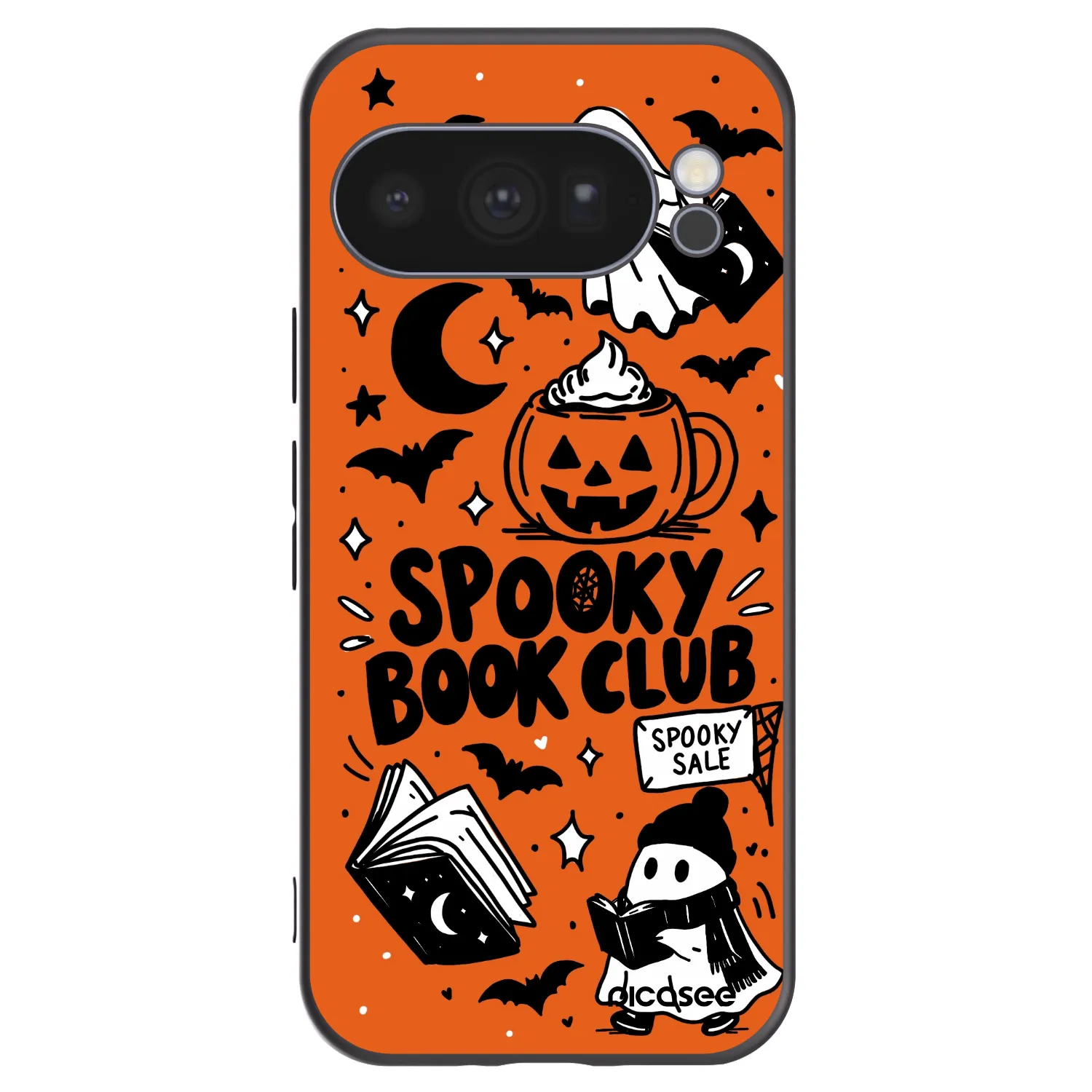 Picasee Μαύρη θήκη σιλικόνης για Google Pixel 10 Pro - Spooky book club