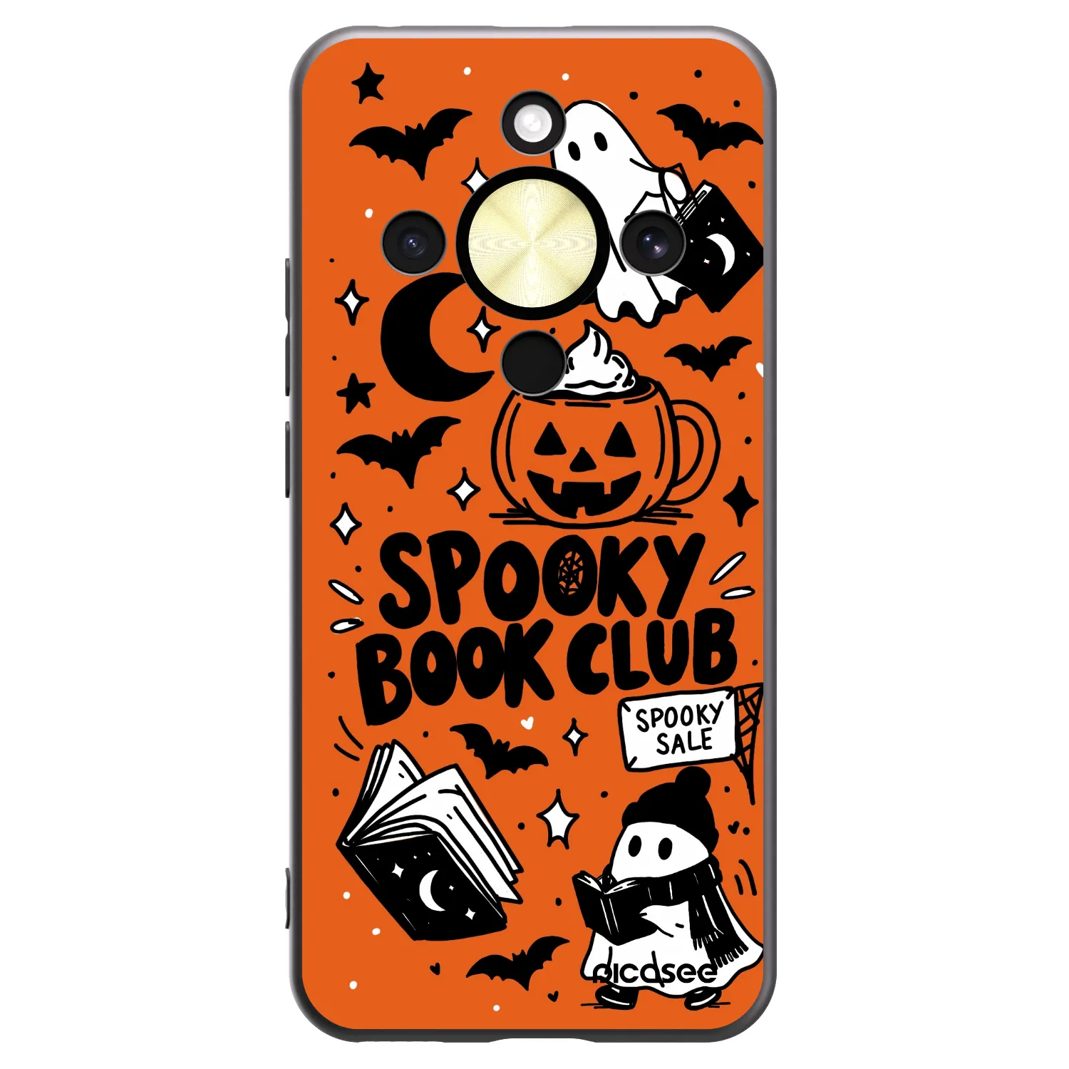Picasee Μαύρη θήκη σιλικόνης για Honor Magic8 Lite 5G - Spooky book club
