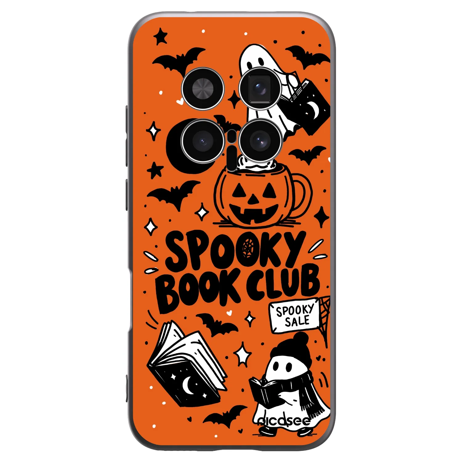 Picasee Μαύρη θήκη σιλικόνης για Honor Magic8 Pro 5G - Spooky book club