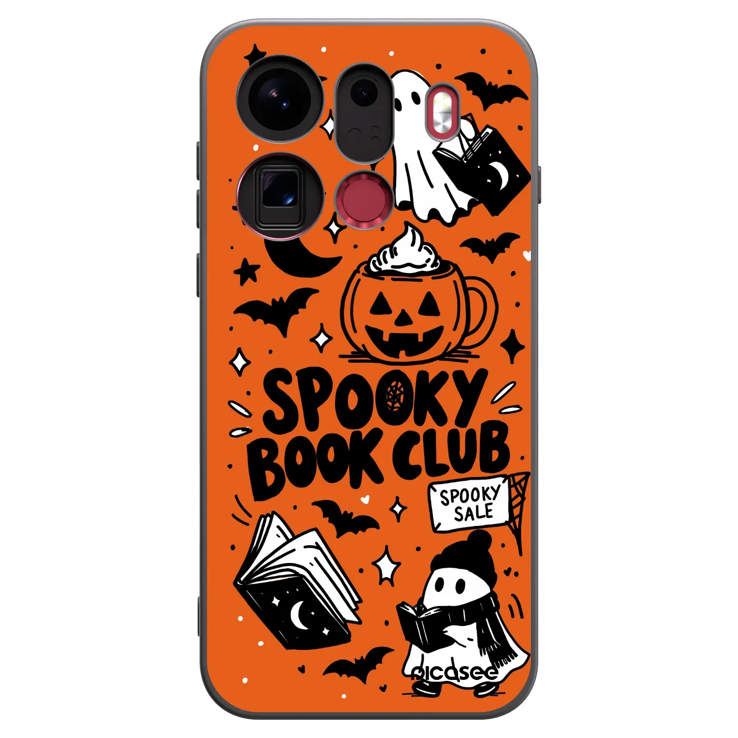 Picasee Μαύρη θήκη σιλικόνης για OPPO Find X9 Pro - Spooky book club