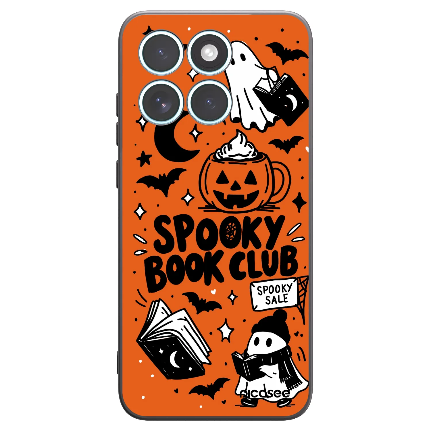 Picasee Μαύρη θήκη σιλικόνης για Motorola Edge 70 Fusion - Spooky book club