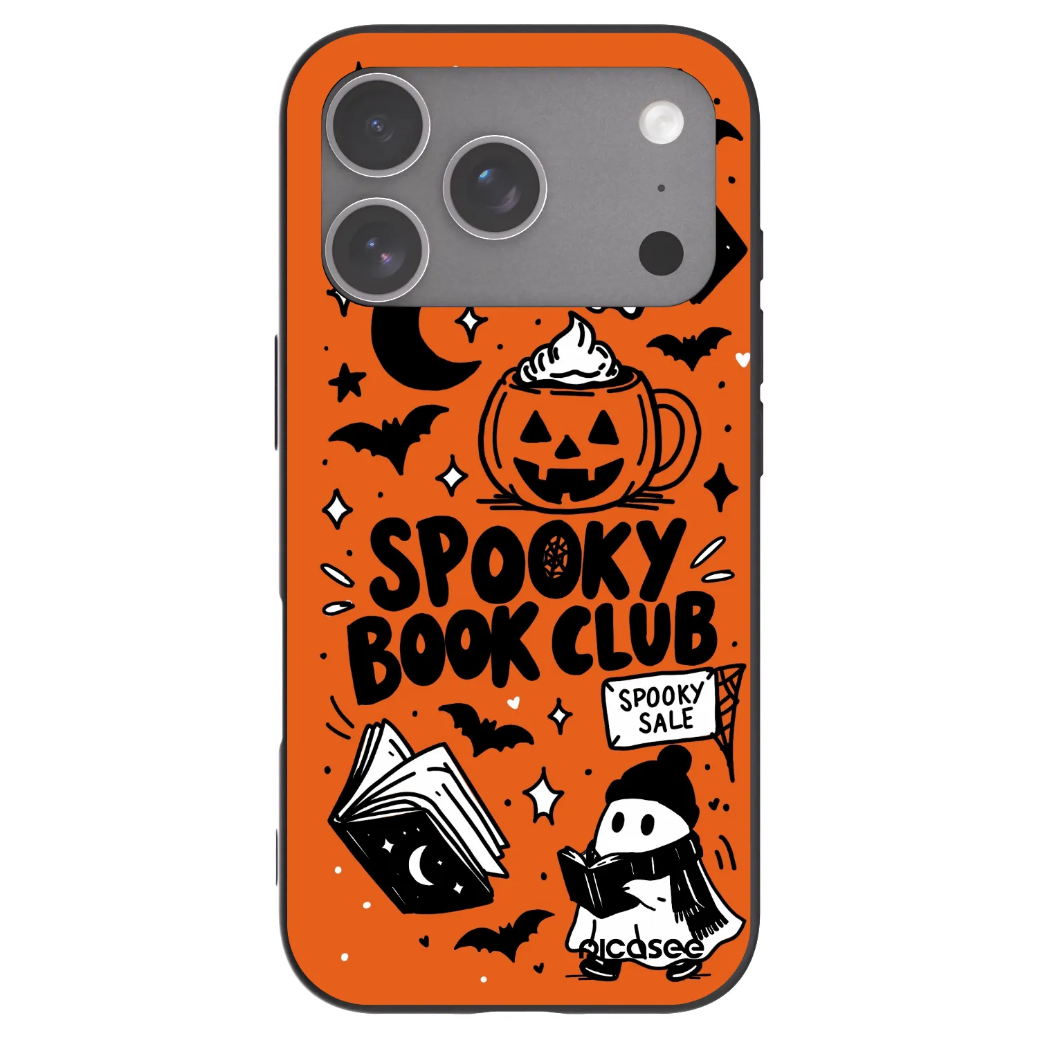 Picasee Μαύρη θήκη σιλικόνης για Apple iPhone 18 Pro - Spooky book club