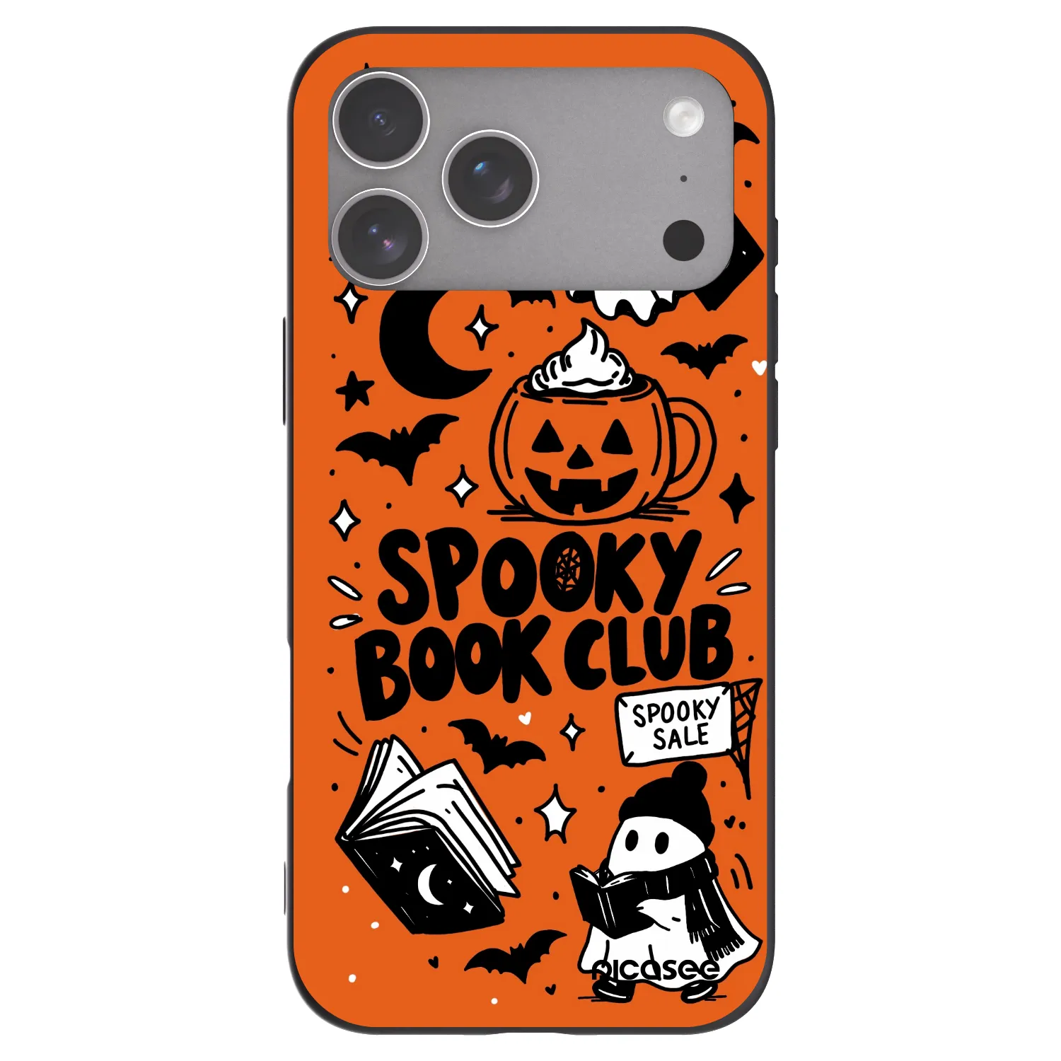 Picasee Μαύρη θήκη σιλικόνης για Apple iPhone 18 Pro Max - Spooky book club
